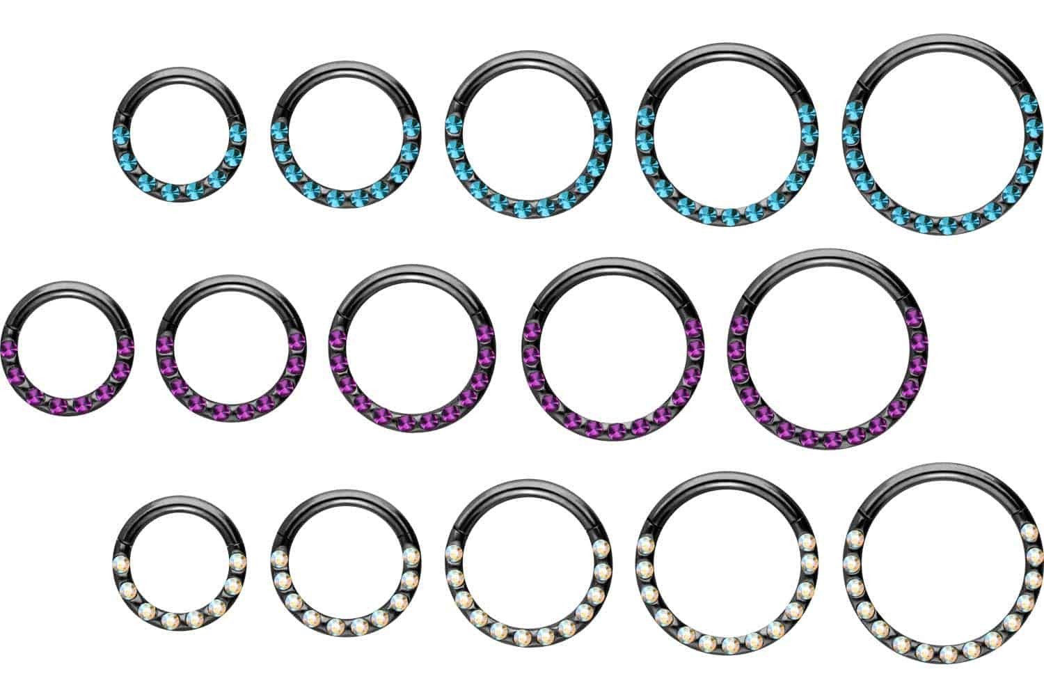 PIERCINGLINE Nasenpiercing Chirurgenstahl Segmentring Clicker KRISTALLE günstig online kaufen
