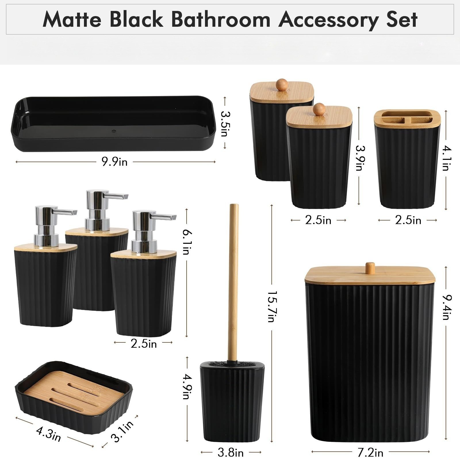 Kityhome Badezimmer-Set Badaccessoire 6-teiliges Badezimmer-Set in Schwarz, günstig online kaufen