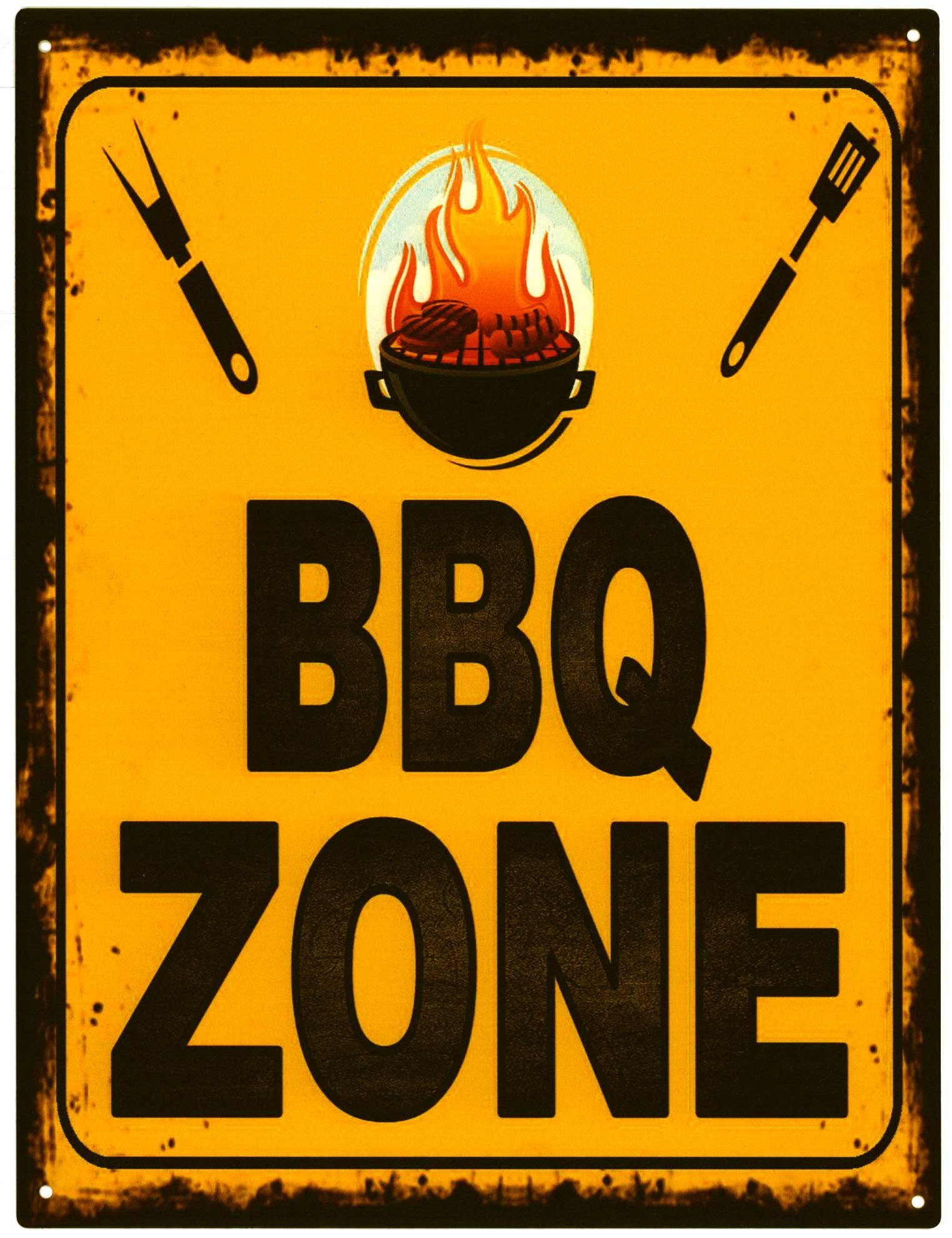 Metallschild Blechschild G13468 BBQ Zone 25 x 33