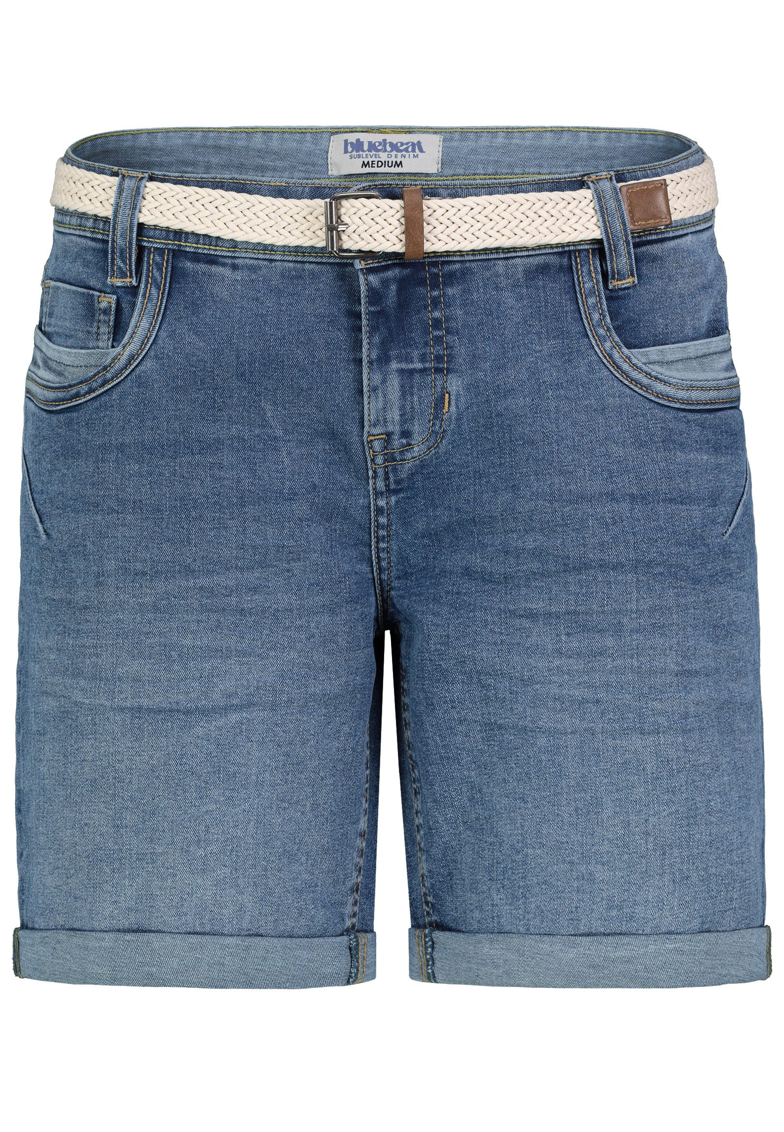 SUBLEVEL Jeansbermudas Damen Jeans Shorts kurze Hose mit Gürtel 5 Pocket, S günstig online kaufen