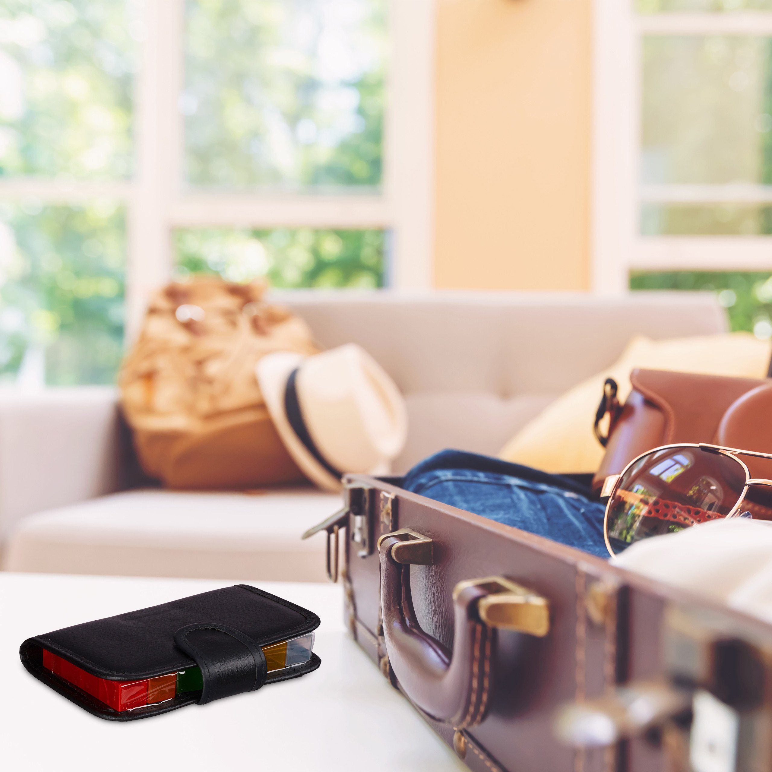 relaxdays Pillendose 2 x Tablettenbox 7 Tage mit Etui