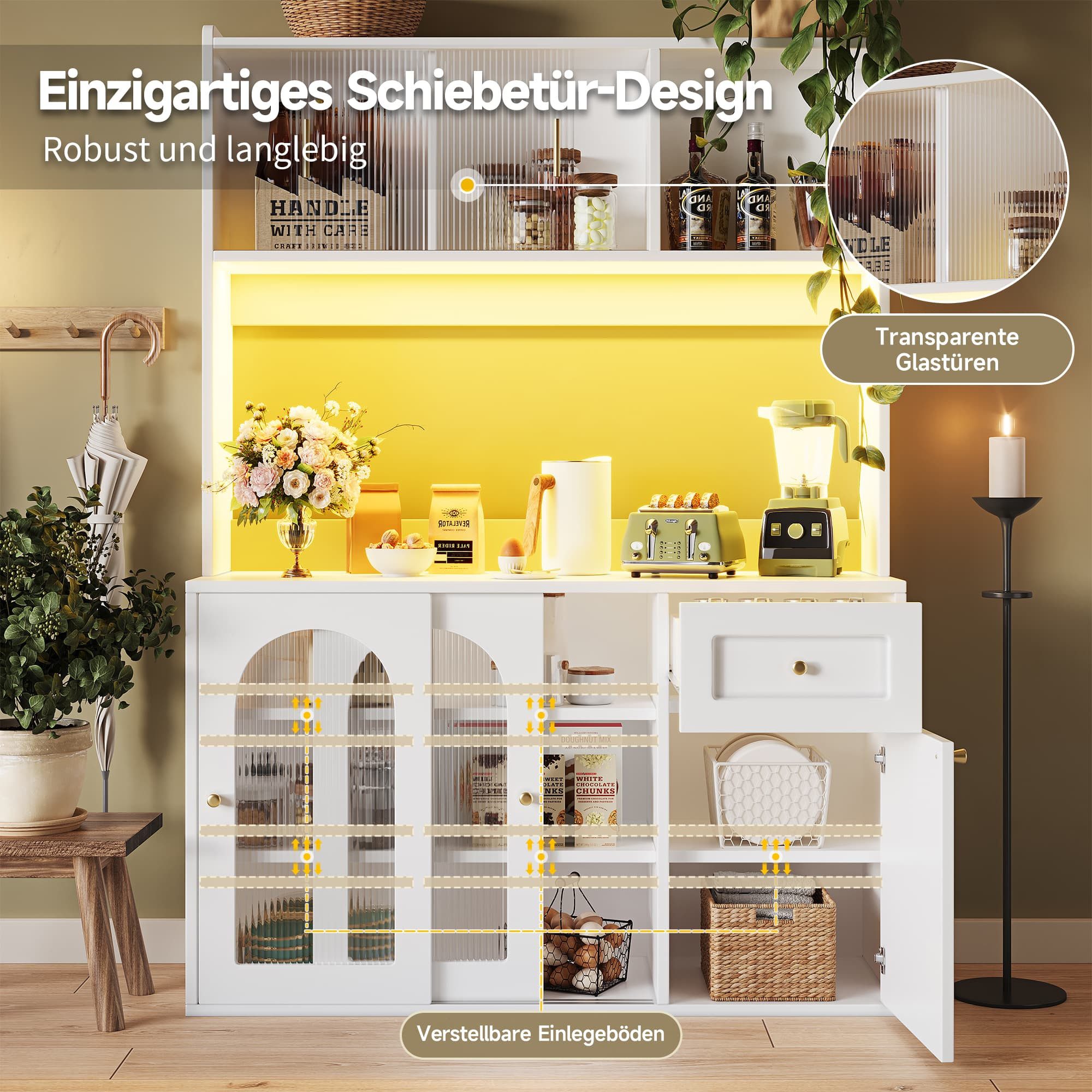 Fanttik Sideboard Hochschrank, Vitrinenschrank (Set, 1er set), Breite 120 cm