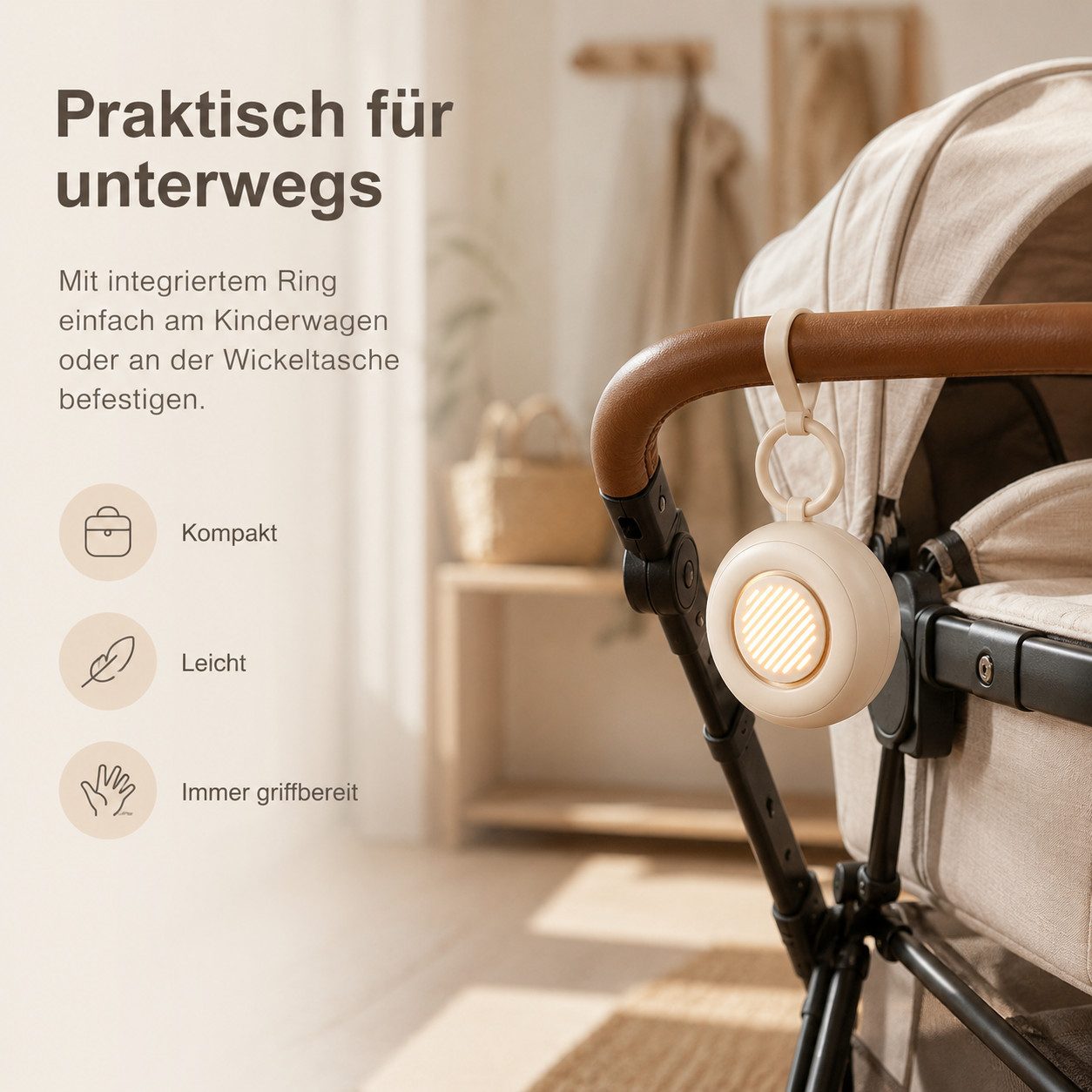 Tekoo Einschlafhilfe Baby mit Geräuschsensor, Weißes Rauschen & Nachtlicht Kopfhörer (Mit Geräuschsensor, 15 Klängen, Nachtlicht & Haltering)