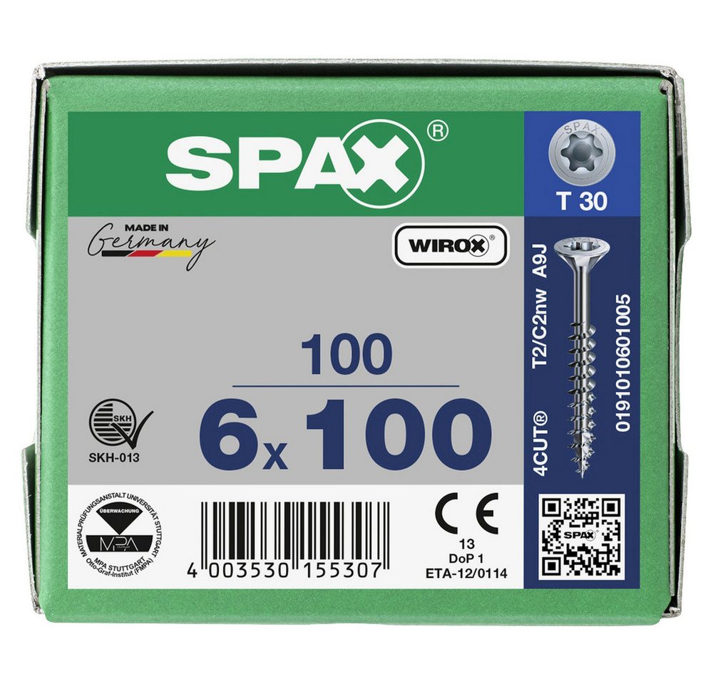 Thumbnail - SPAX Schraube SPAX 0191010601005 Holzschraube 6 mm 100 mm T-STAR plus Stahl WIRO