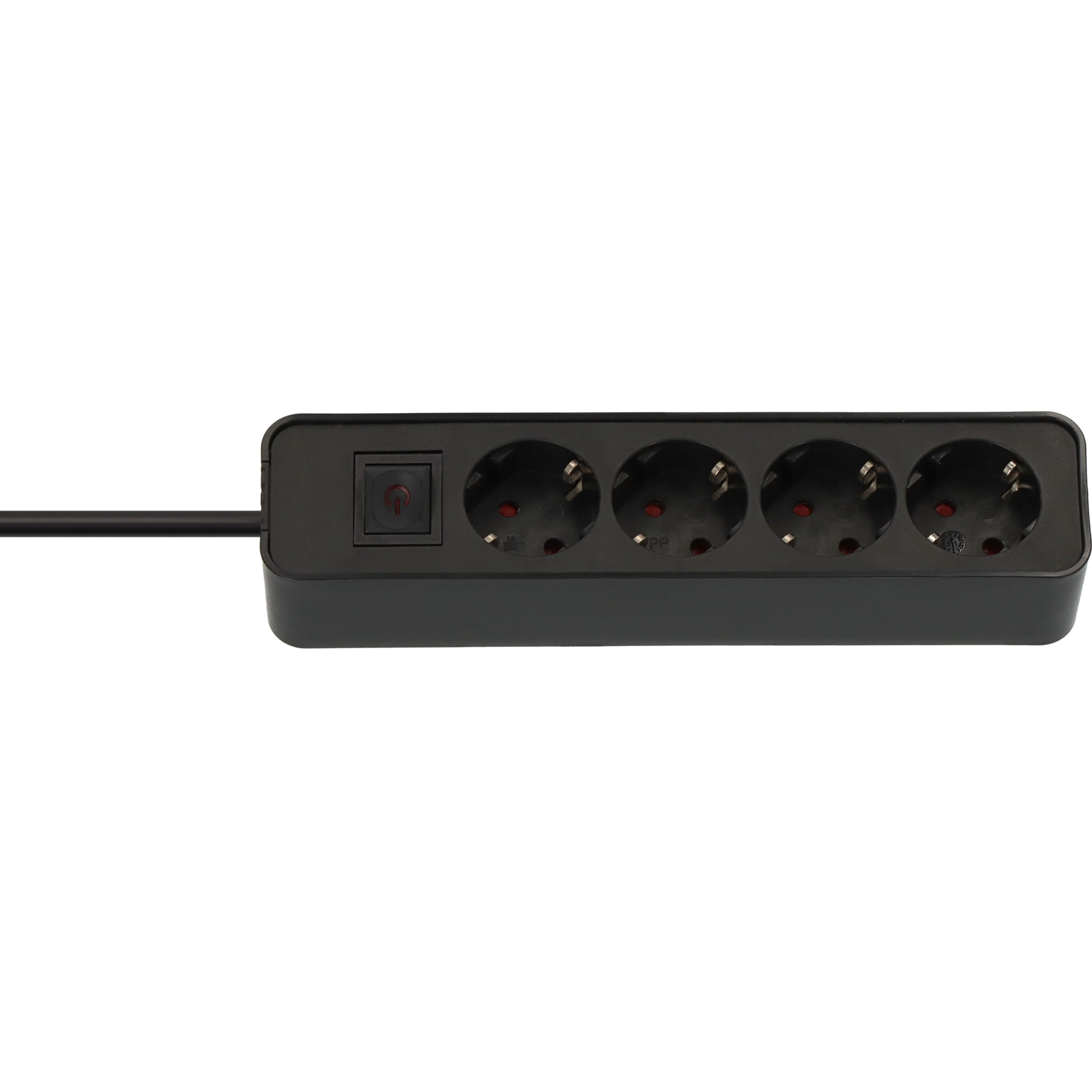 Brennenstuhl Steckdosenleiste 4-fach mit Schalter, Flachstecker und 1,4m Kabel Steckdosenleiste 4-fach (Kabellänge 1.4 m)