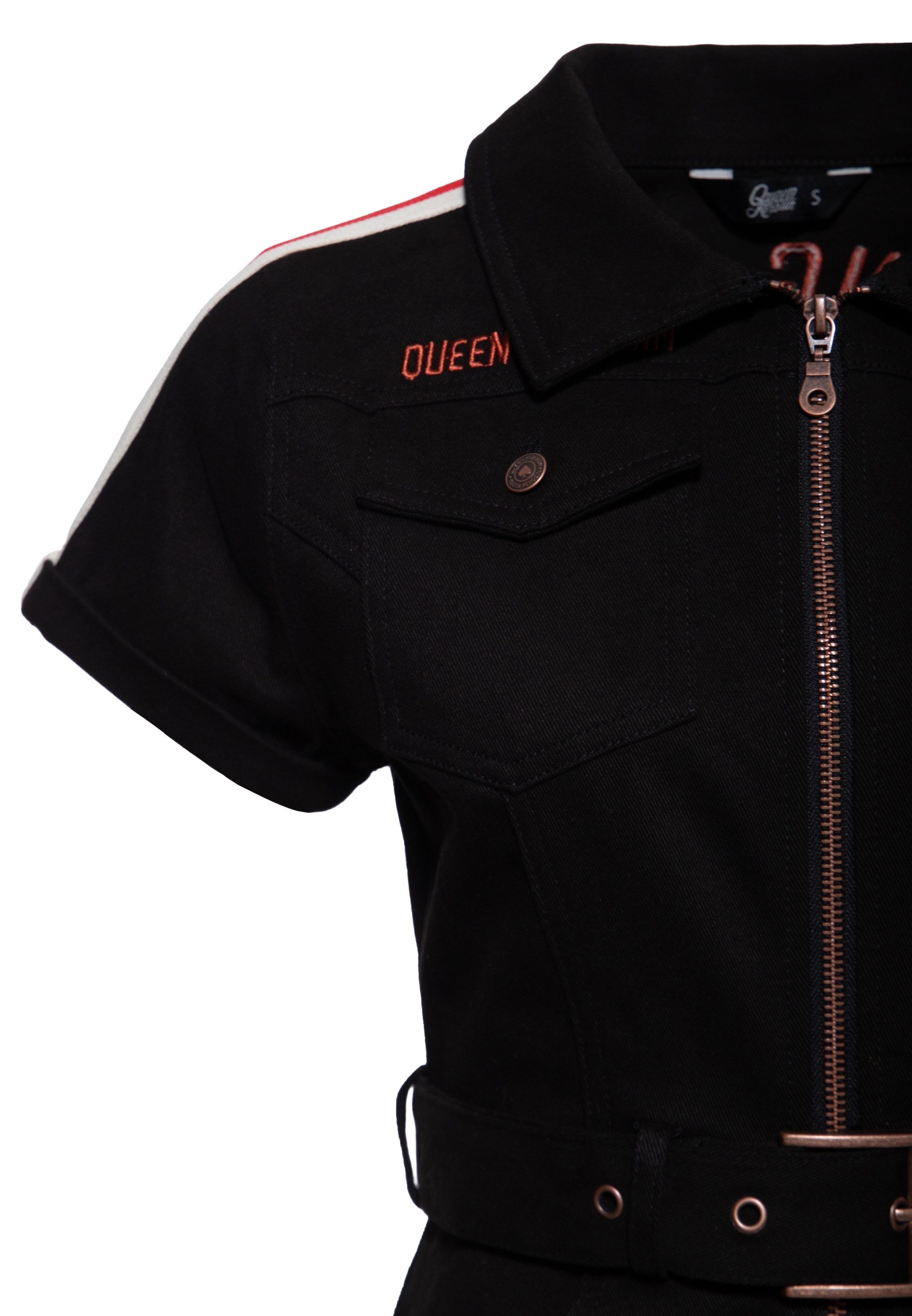 QueenKerosin Jeanskleid Racing Queen mit Rückenstickerei