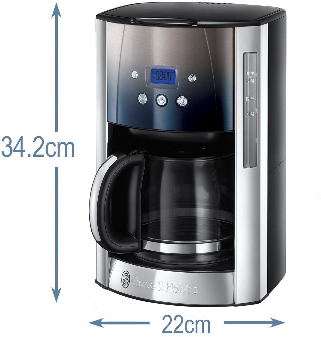 RUSSELL HOBBS Filterkaffeemaschine Geo Steel 25270-56, 1,5l Kaffeekanne, Papierfilter 1x4