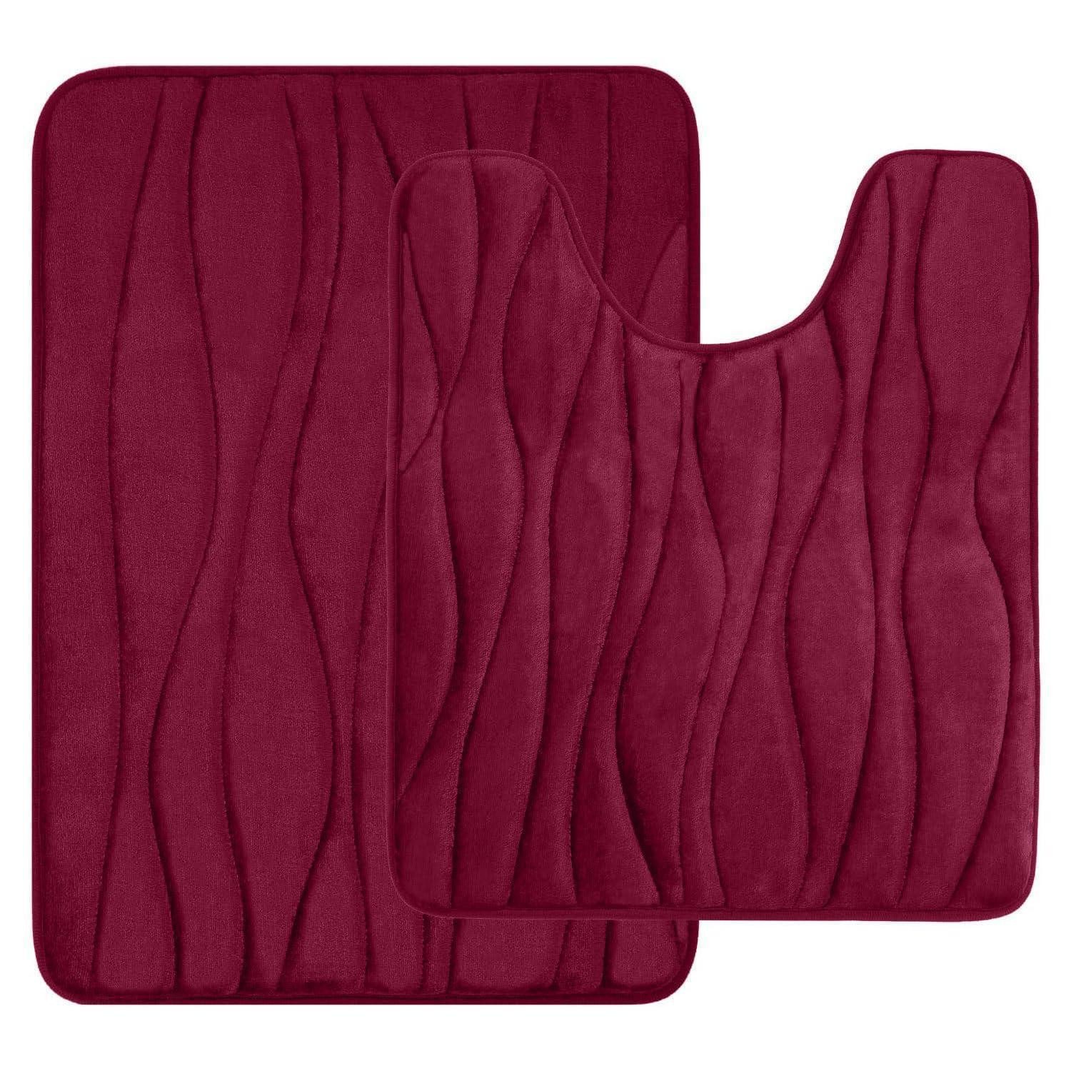 LuxusKollektion Schaum-Badematte Badematten-Set Memoryschaum 2-tlg. Weinrot 50x60/50x76