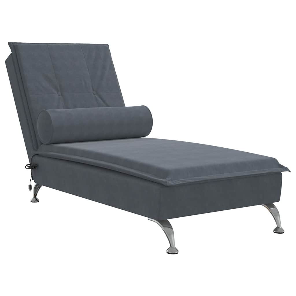 vidaXL Chaiselongue Massage-Chaiselongue mit Nackenrolle Dunkelgrau günstig online kaufen
