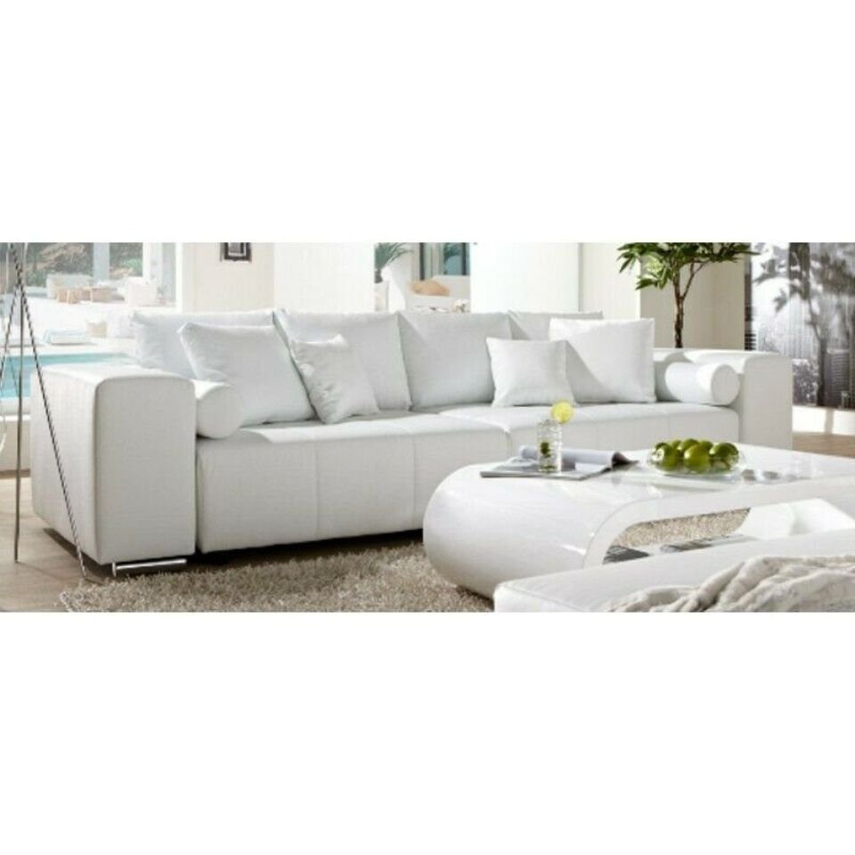 XXL Sofa Couchen 4 Sofa, Bettfunktion Couch Sofas Big JVmoebel Wohnzimmer Sitzer Weiß