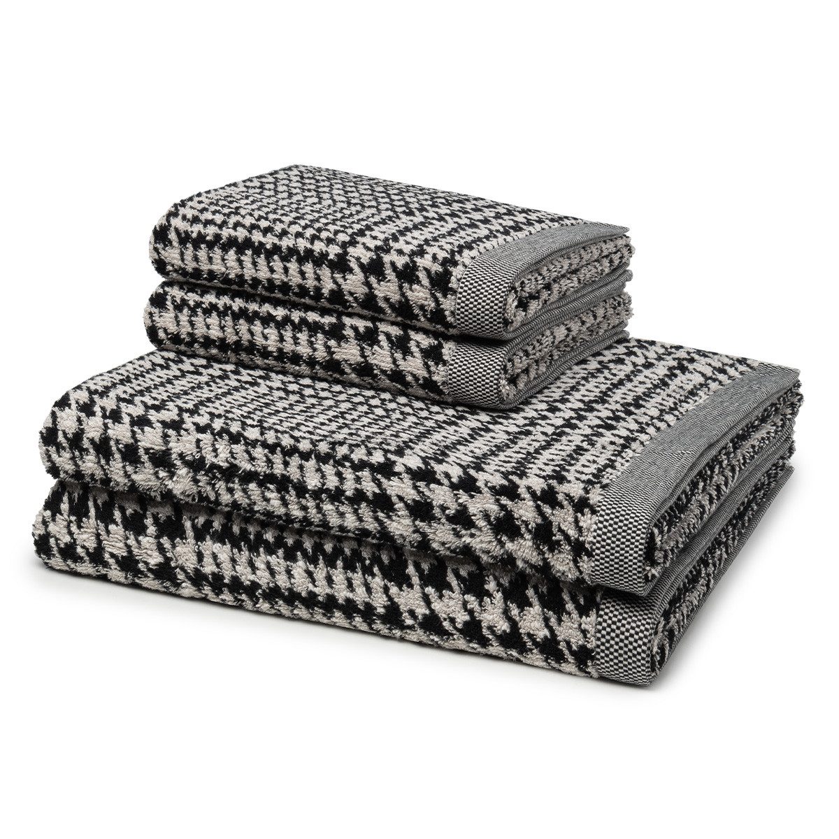 Möve Handtuch Set Brooklyn Glencheck, Walkfrottee (Spar-Set, 4-St), 2 X Handtuch 2 X Duschtuch im Set - Baumwolle - Saugstark