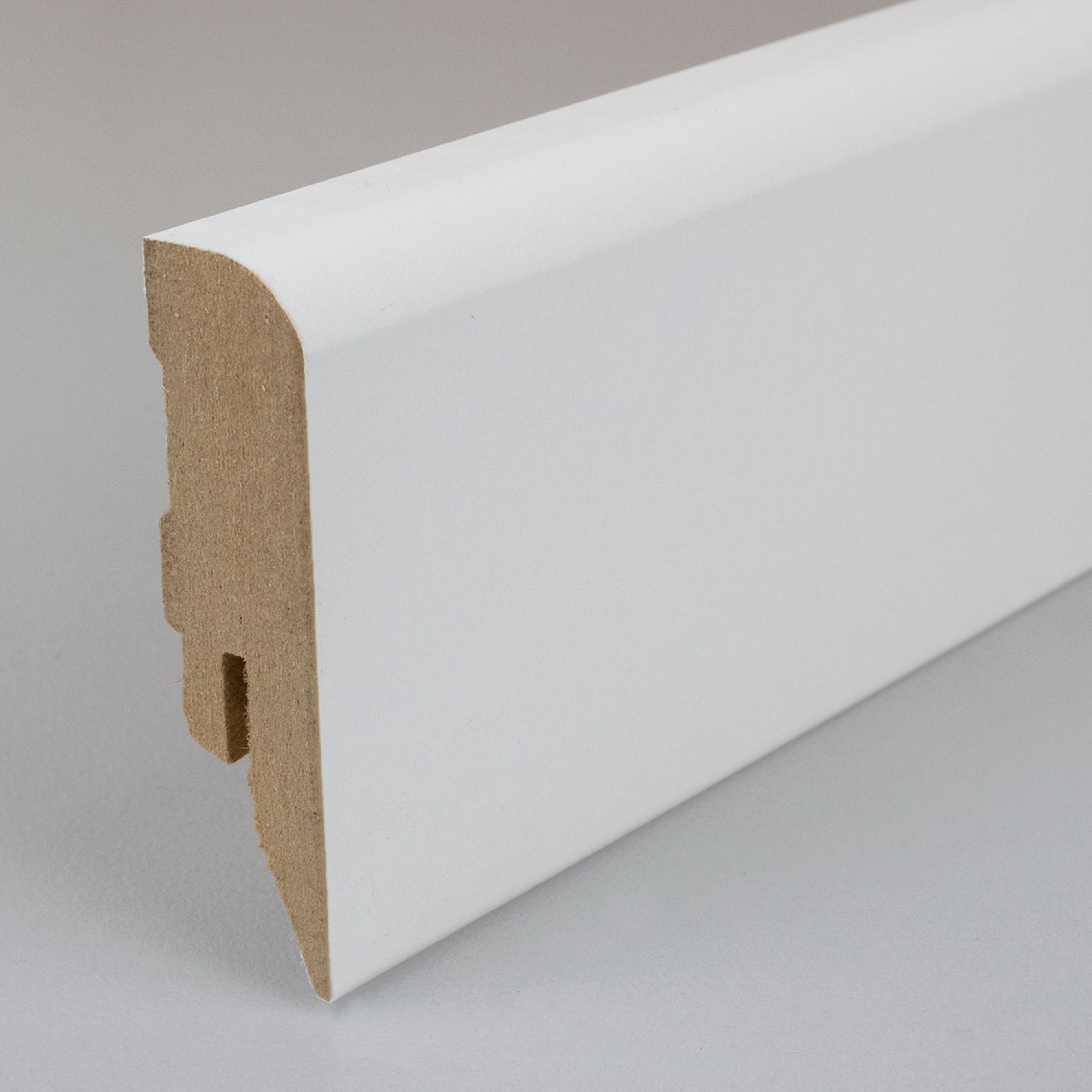 PROVISTON Sockelleiste MDF, 16 x 58 x 2500 mm, Weiß, Fußleiste, MDF foliert, L: 250 cm