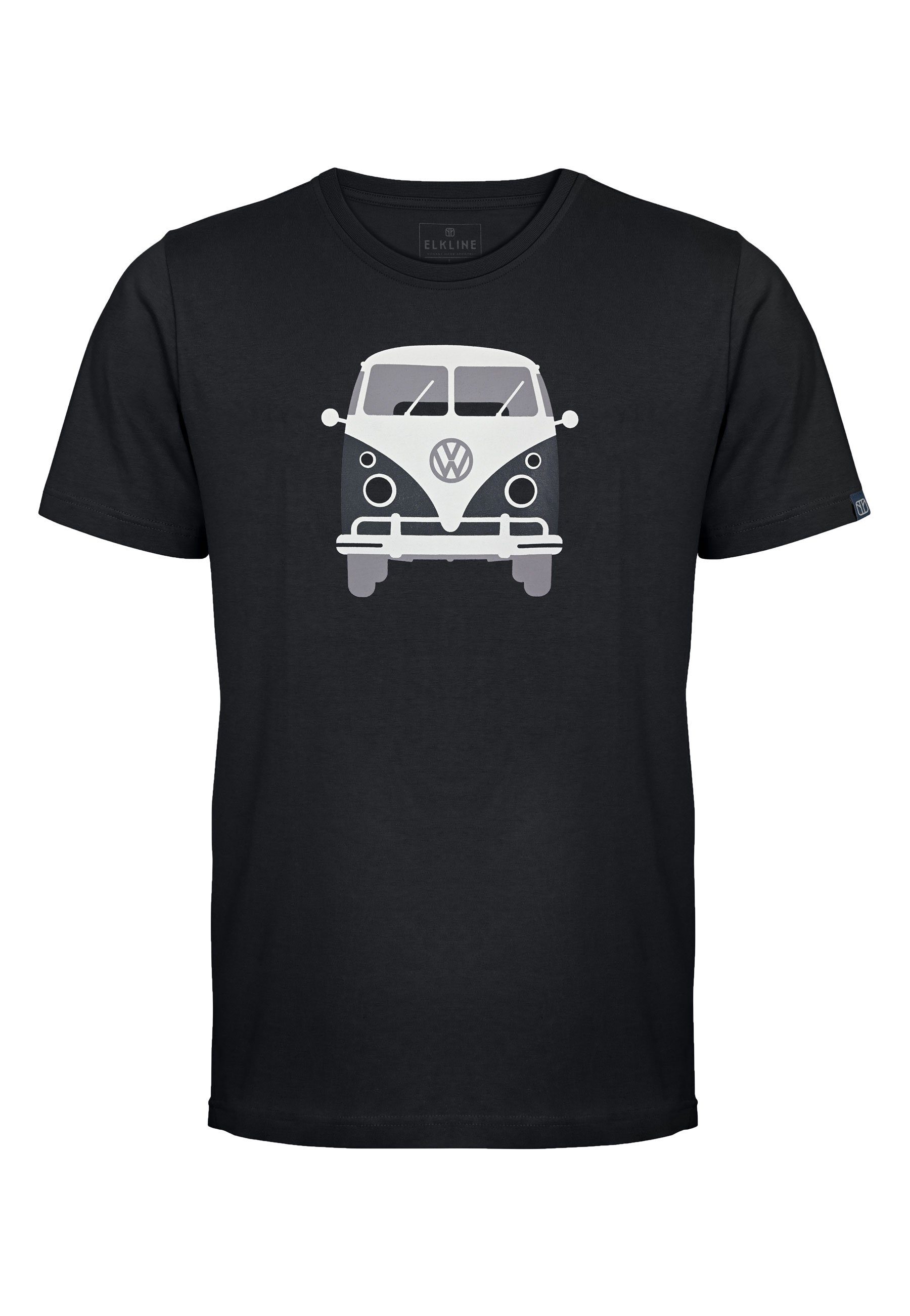 Elkline T-Shirt Methusalem lizenzierter VW Bulli Brust Rücken Print black