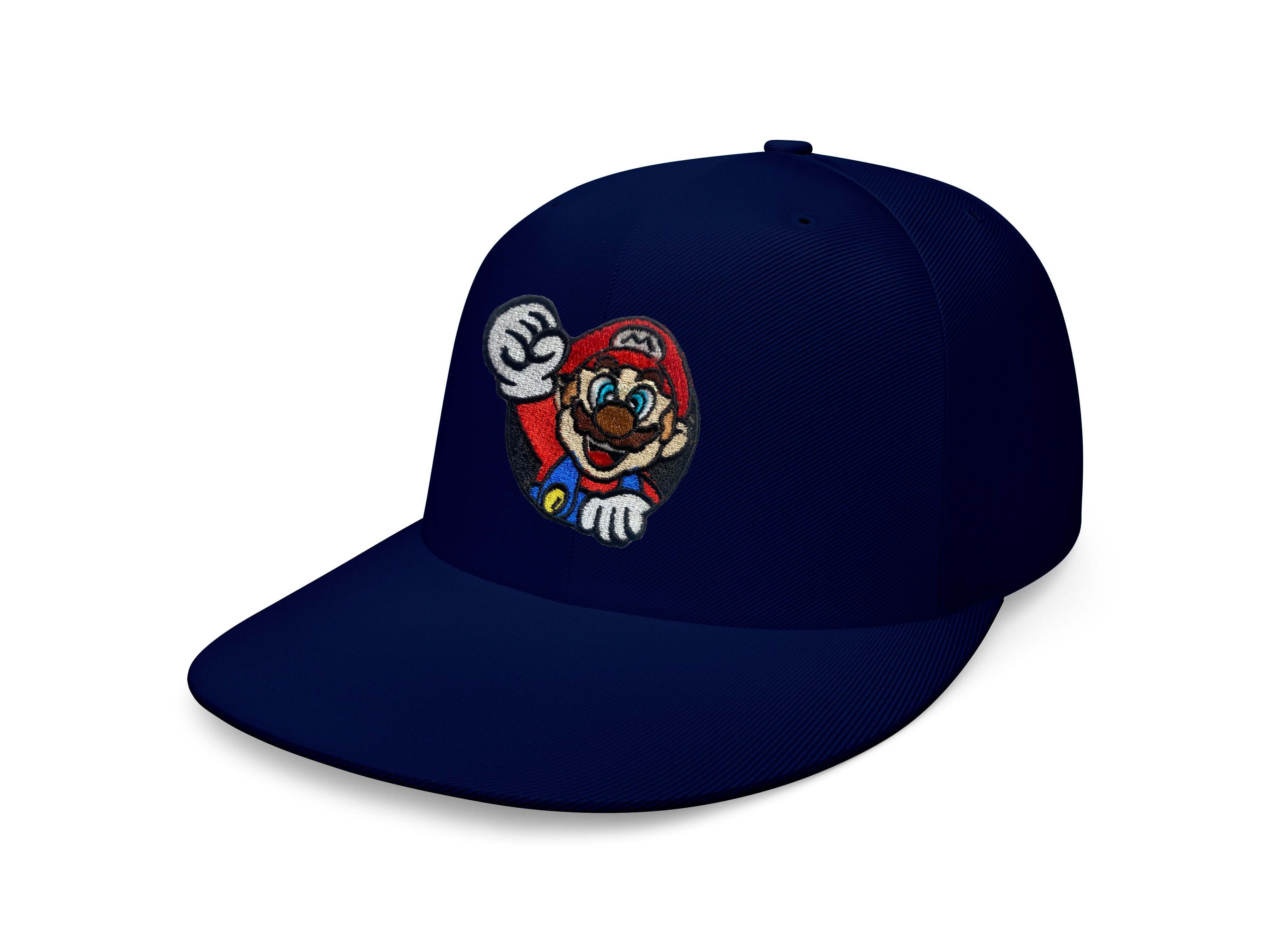 Blondie & Brownie Snapback Cap Unisex Erwachsene Mario Fight Stick Patch Luigi Super Nintendo Snapback Navyblau