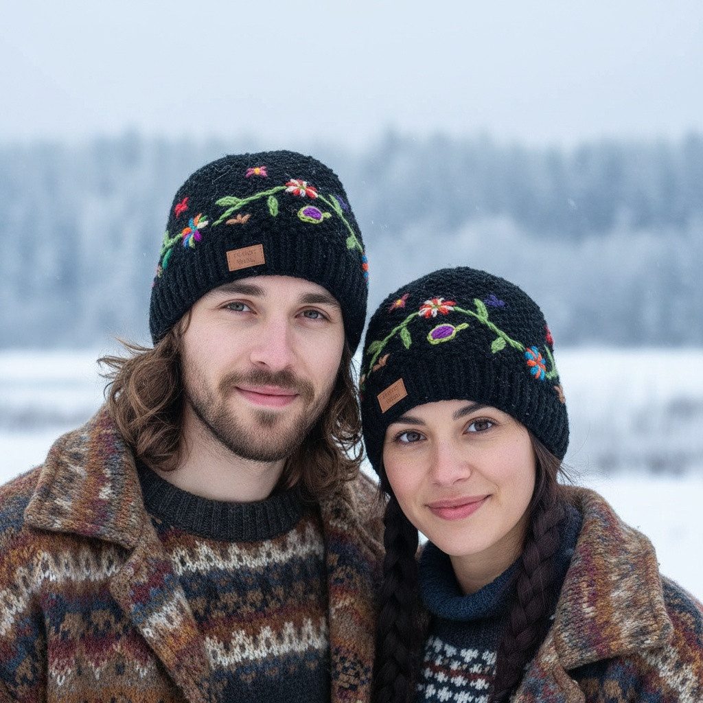 Guru-Shop Strickmütze Kurze Beanie Mütze, bestickte Strickmütze,.. günstig online kaufen