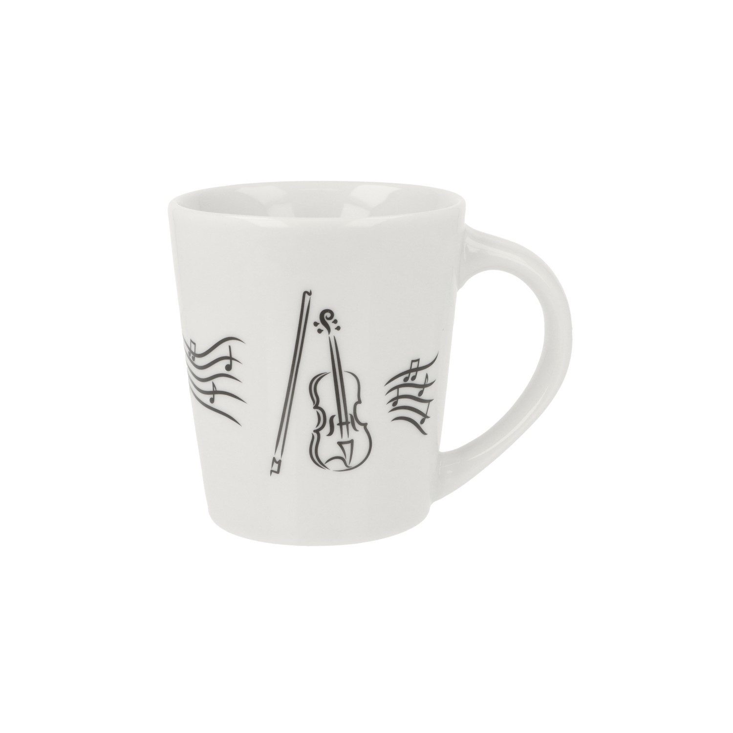 Becher Musik-Henkelbecher mit Notenlinien und diversen Instrumenten - Motiv: