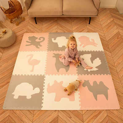 Hakuna Matte Spielmatte Puzzlematte für Babys 1,8x1,8m, 9 XXL-Platten 60x60cm, Krabbelmatte