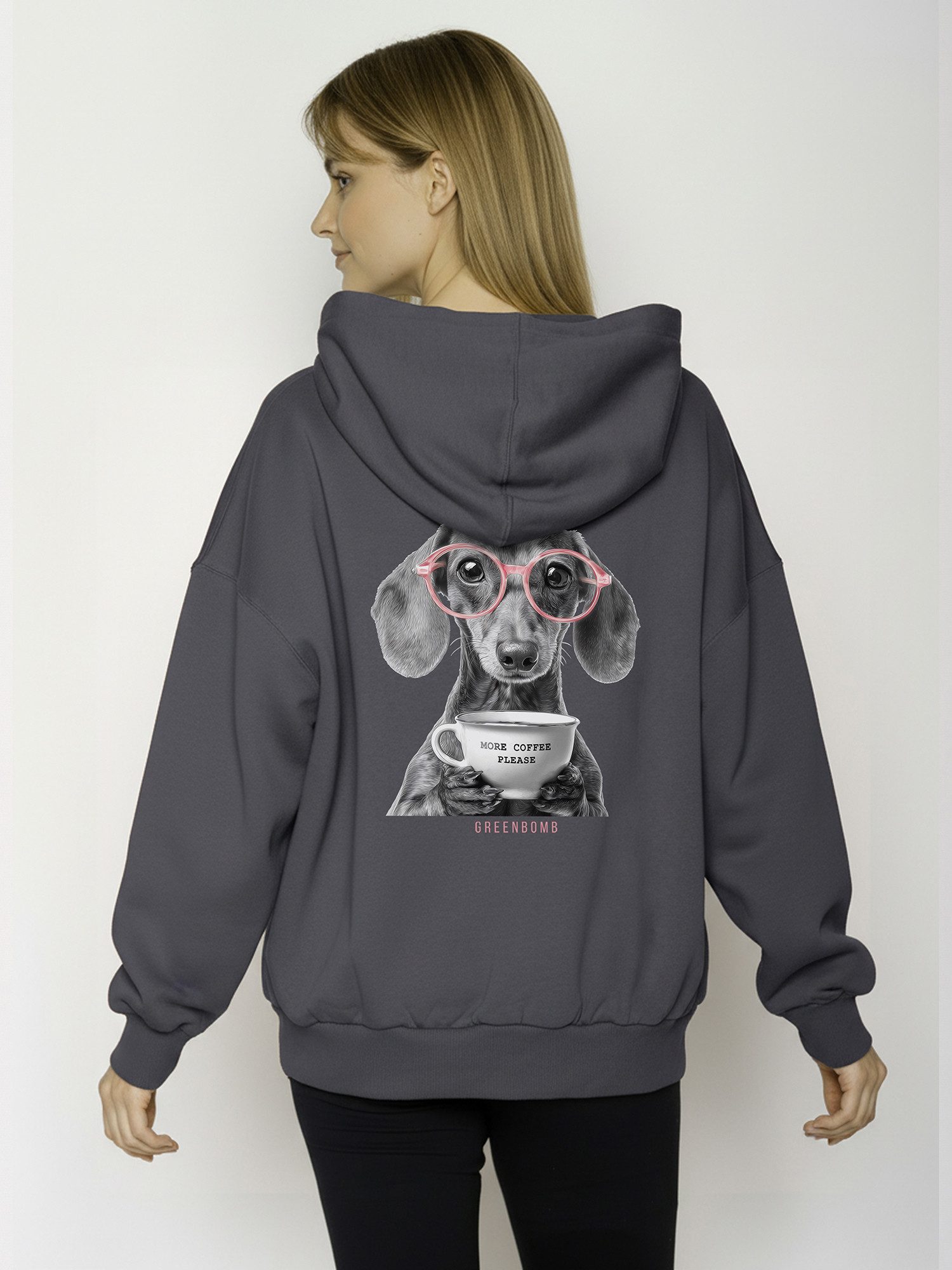 GreenBomb Hoodie Mello Dog Coffee (1) weitgeschnittener Hoodie, Oversized Fit, aufgesetzte Fronttasche