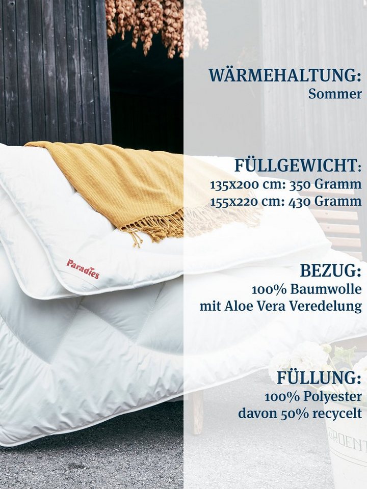 Kunstfaserbettdecke, Prima Bio, Paradies, Füllung: 100% Polyester, Bezug:  100% Baumwolle kbA, hohes Volumen und besonders kuschelig