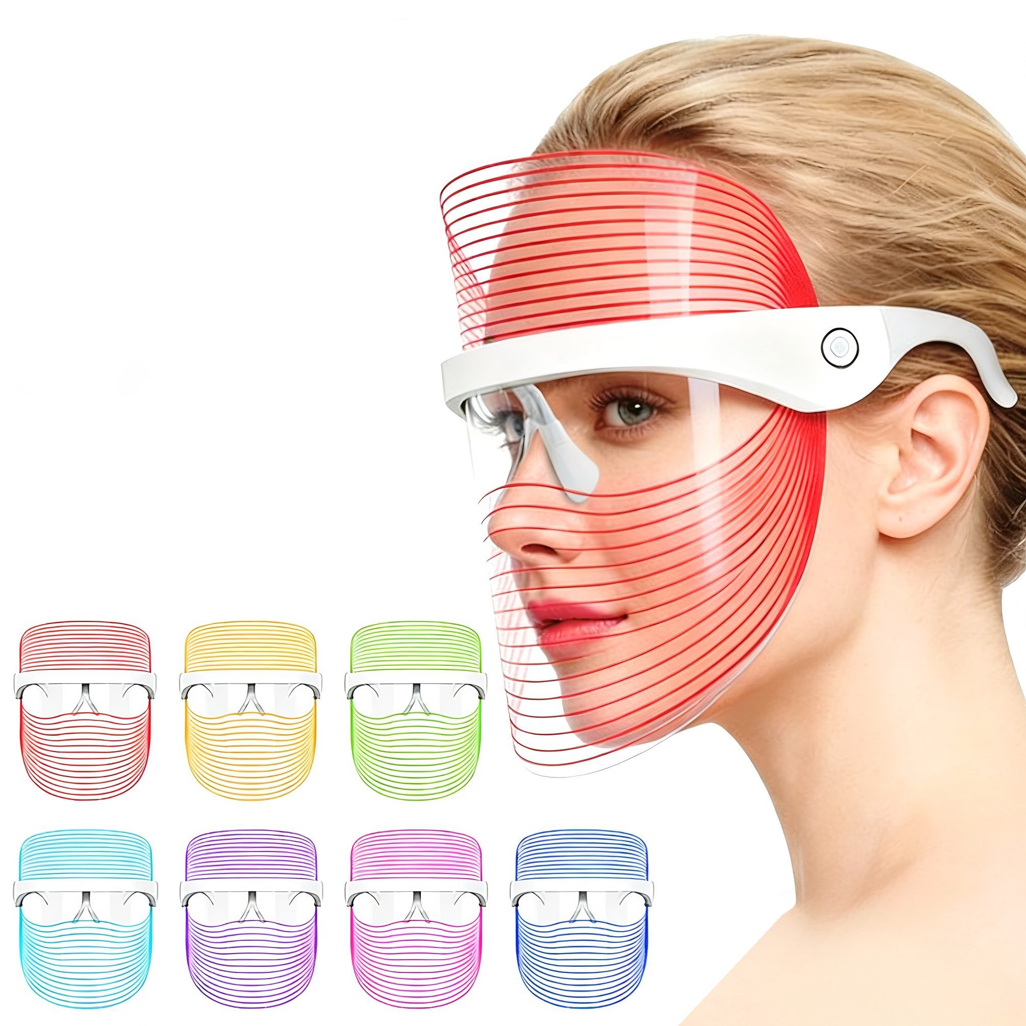 Toomoke LED-Gesichtsmaske Kosmetikgerät für Hautpflege und Gesichtspflege, Lichtmaske für Beauty, Wellness, Damen und Herren zu Hause, 7 Lichtfarben, nur 70 g, kabellos, bis 50 Min. Laufzeit, USB-Laden