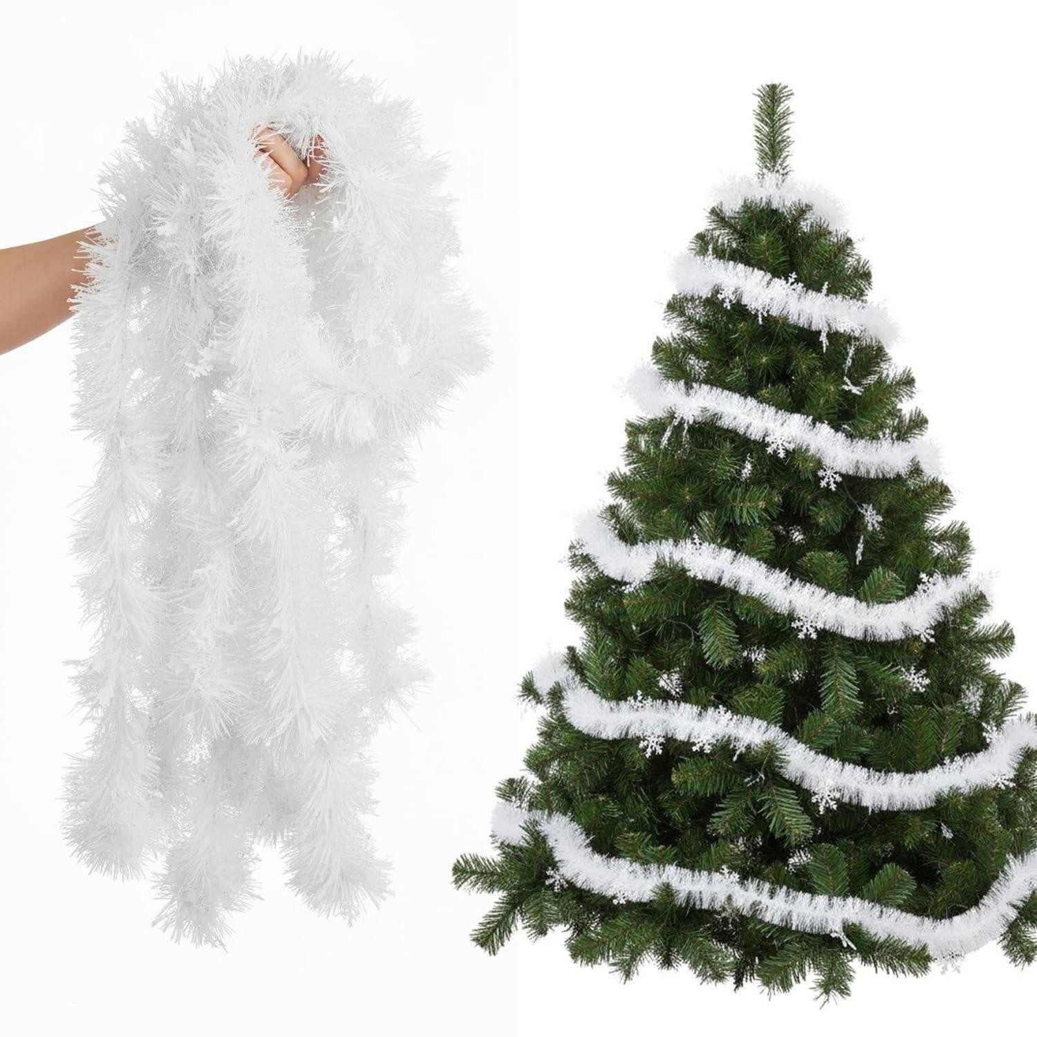 LuxusKollektion Girlanden Weihnachtsgirlande Weiß 10m Schaumstoff
