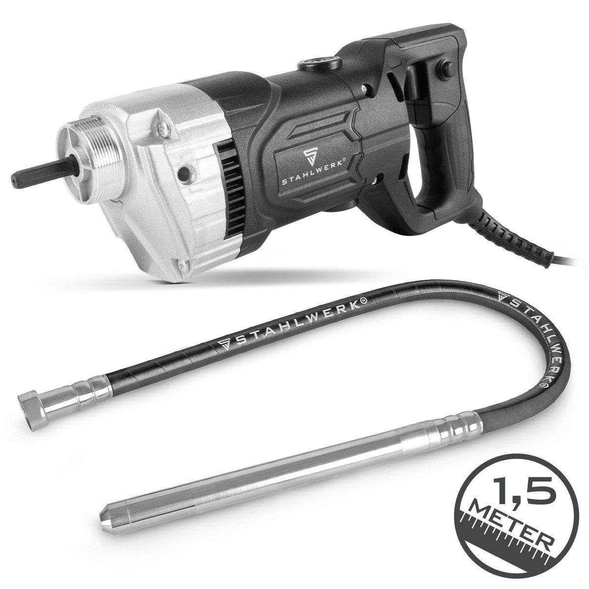 STAHLWERK Betonverdichter 900W mit Rüttelflasche 35mm 1,5m Innenrüttler, 900 in W, (1-tlg)