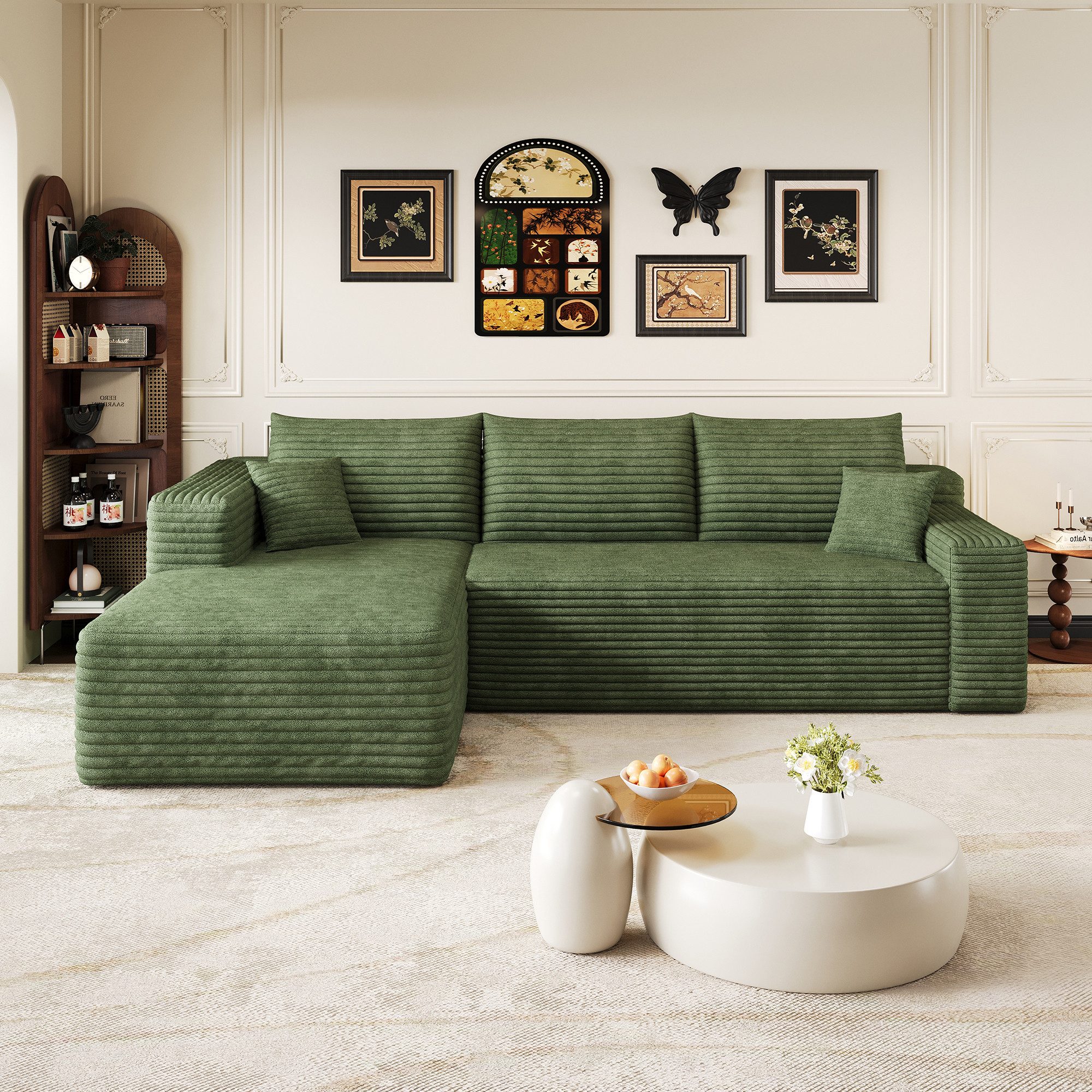 GLP Ecksofa L-Form Cord Sofa, Ohne Montage Sofort Nutzbar, Modular Sofa, Set, Cloud L-Form Cord Ecksofa ohne Montage sofort nutzbar