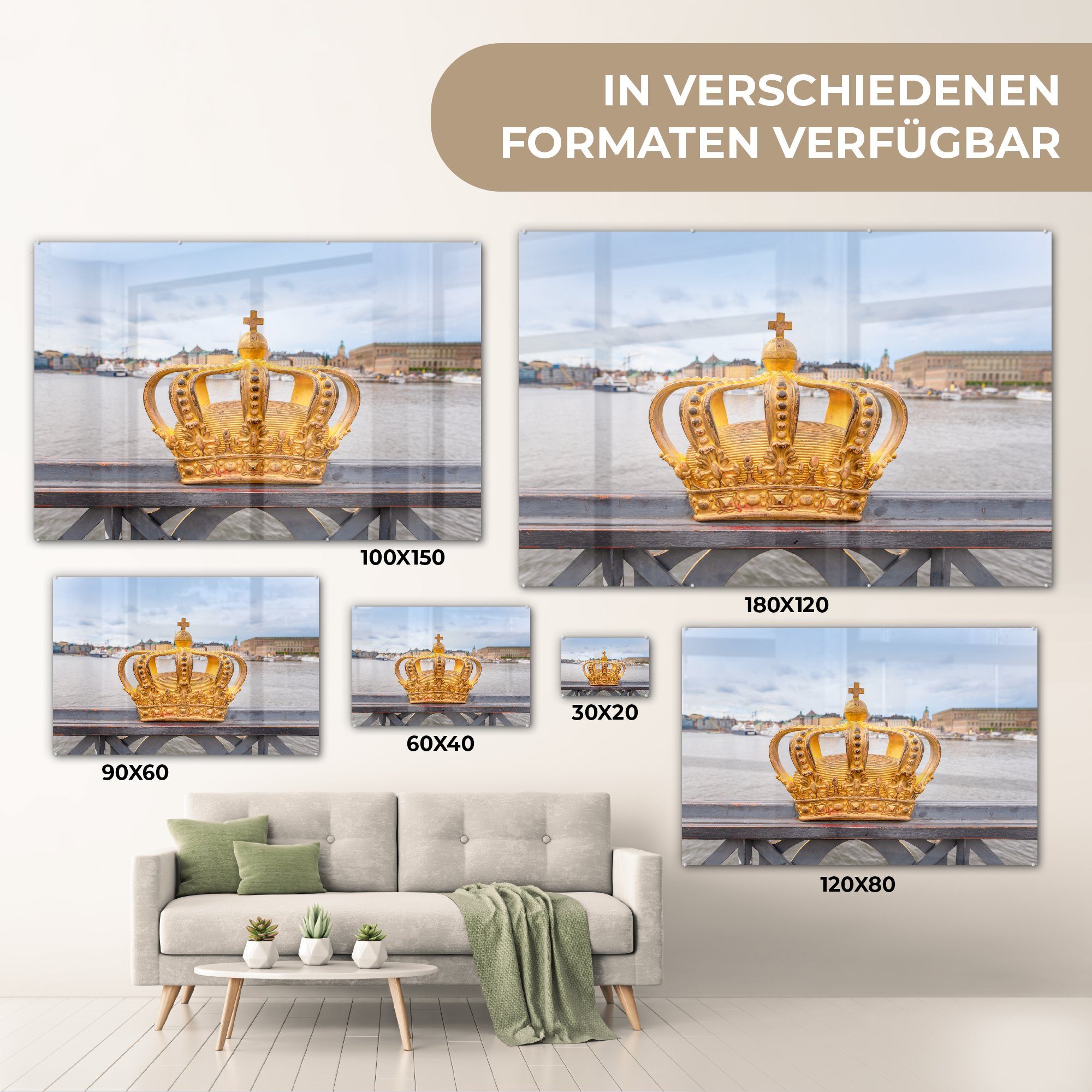 Wohnzimmer auf Krone (1 Acrylglasbilder Schlafzimmer MuchoWow der Brücke, Goldene St), Acrylglasbild &