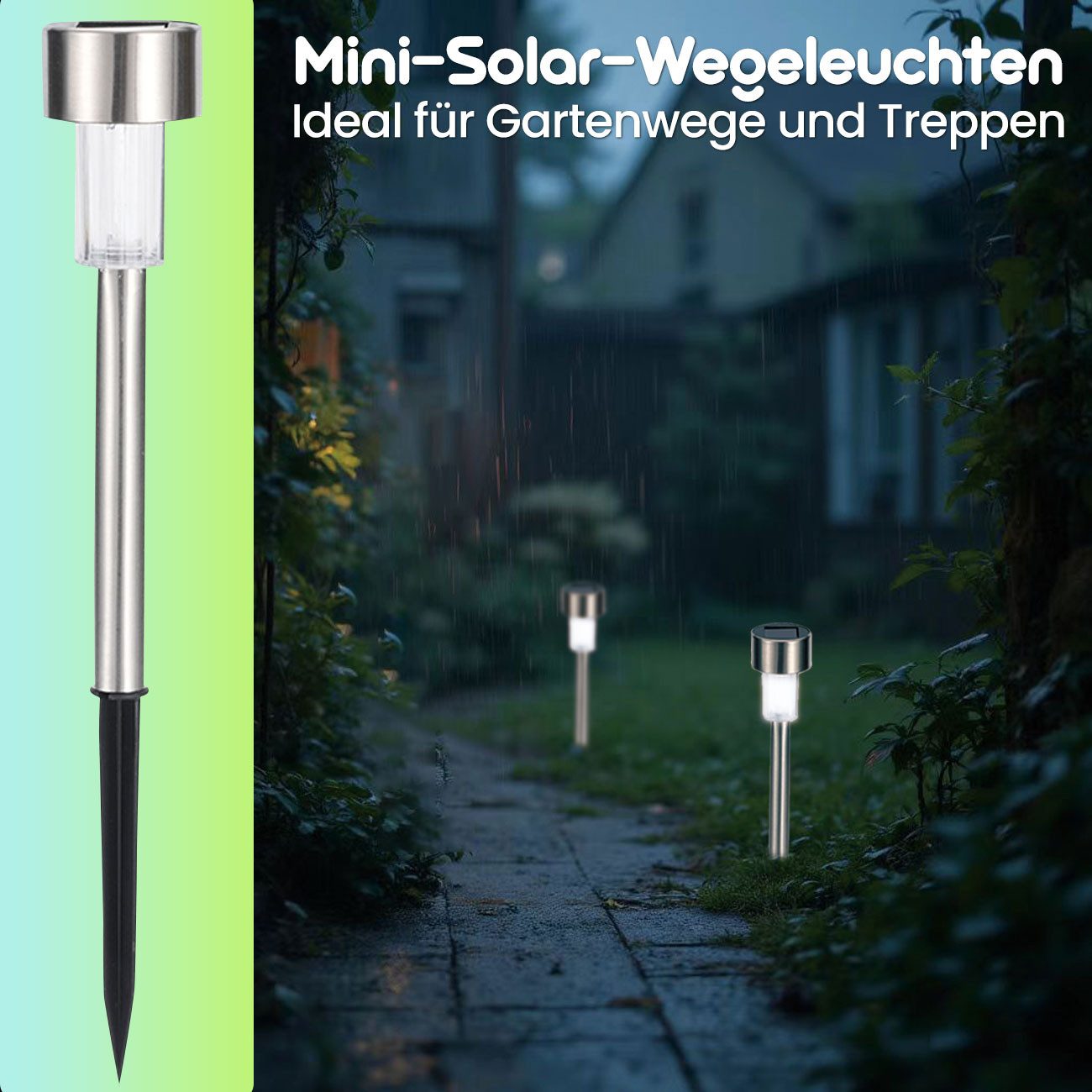 Casativo Gartenleuchte Solar-Wegeleuchten Set mit Erdspiess & Dämmerungssensor, wetterfeste Gartenleuchten