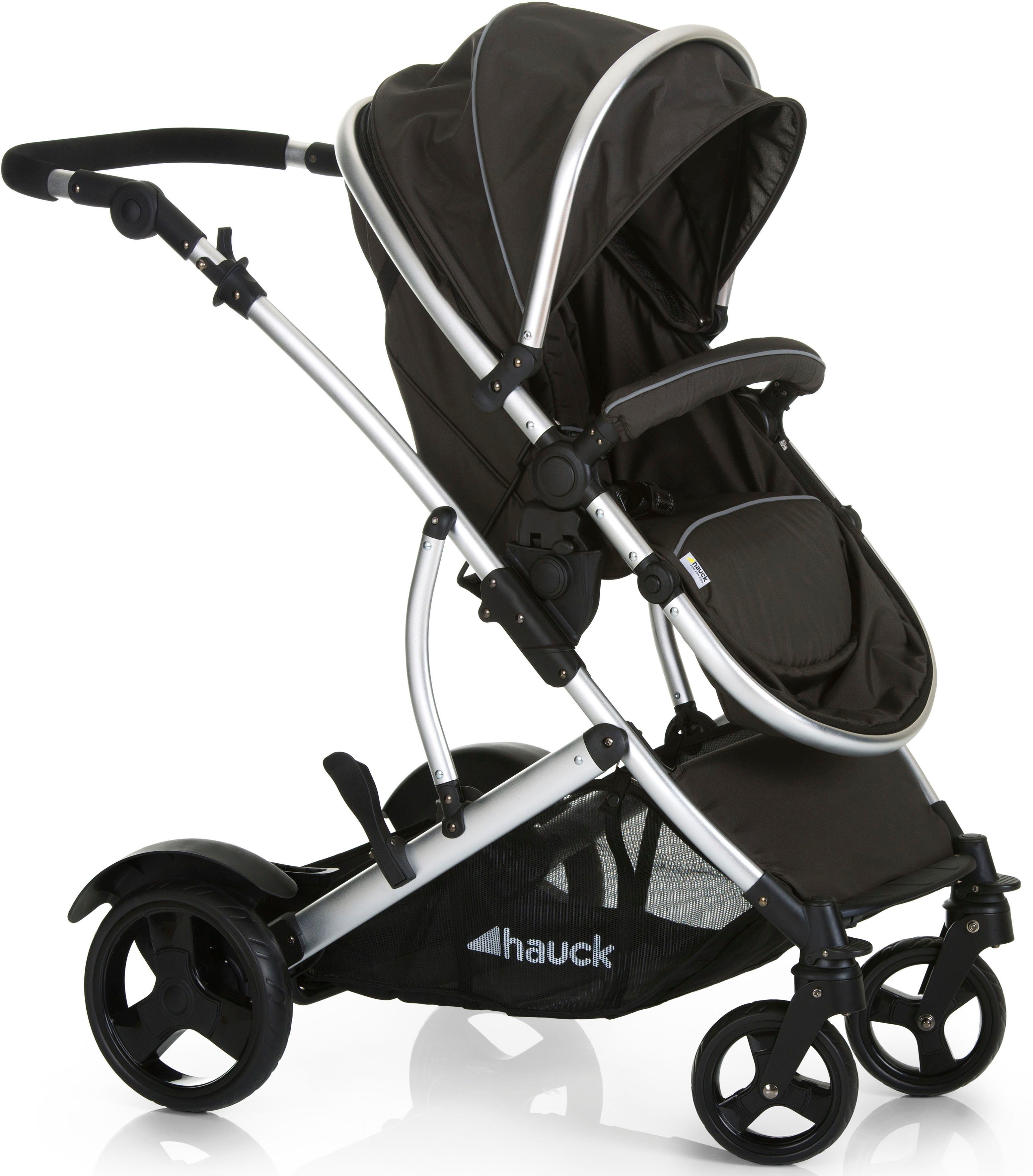Hauck Geschwisterwagen Duett 2 black, mit Regenschutz, Kinderwagen