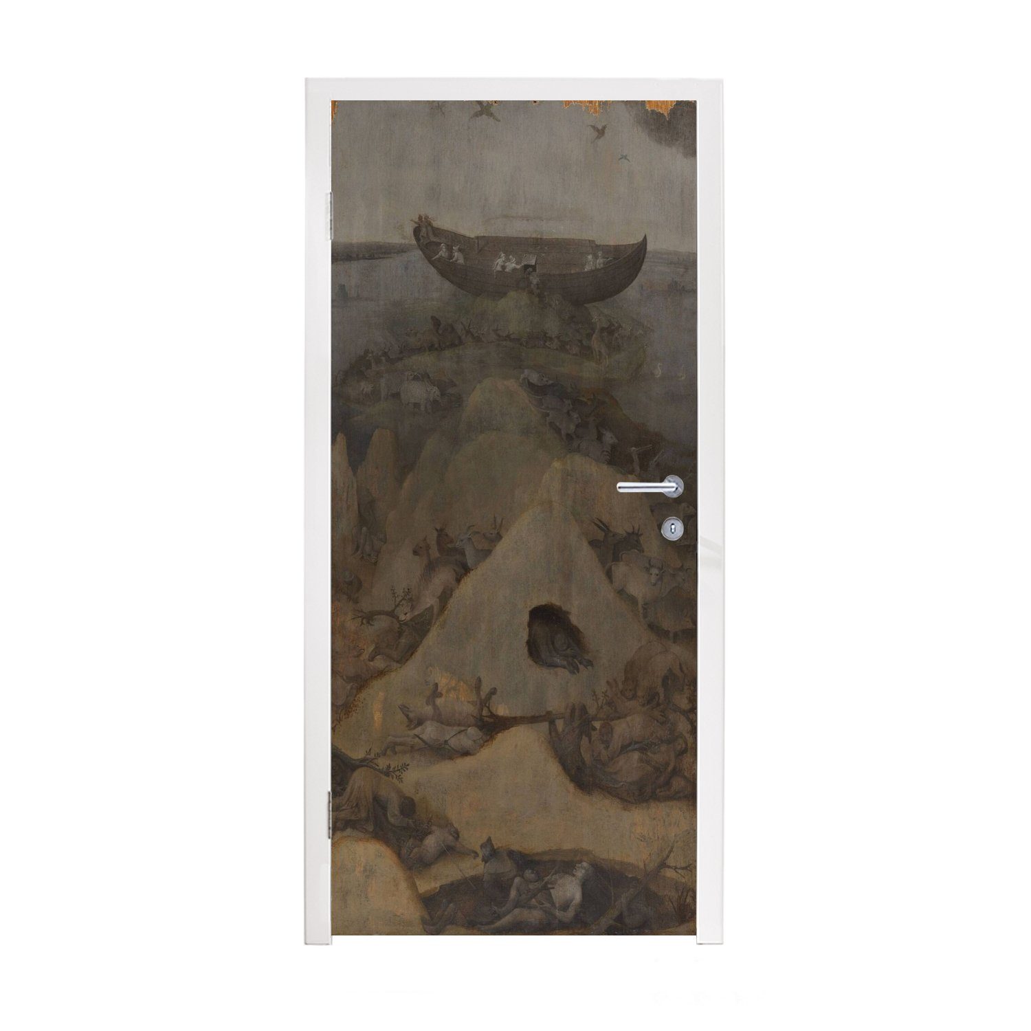 MuchoWow Türtapete Die Hölle und die Sintflut - Gemälde von Hieronymus Bosch, Matt, bedruckt, (1 St), Fototapete für Tür, Türaufkleber, 75x205 cm