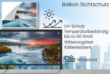 MuchoWow Balkonsichtschutz Wasserfall - Sonnenuntergang - Natur - Wasser (1-St) Balkonbanner, Sichtschutz für den Balkon, Robustes und wetterfest