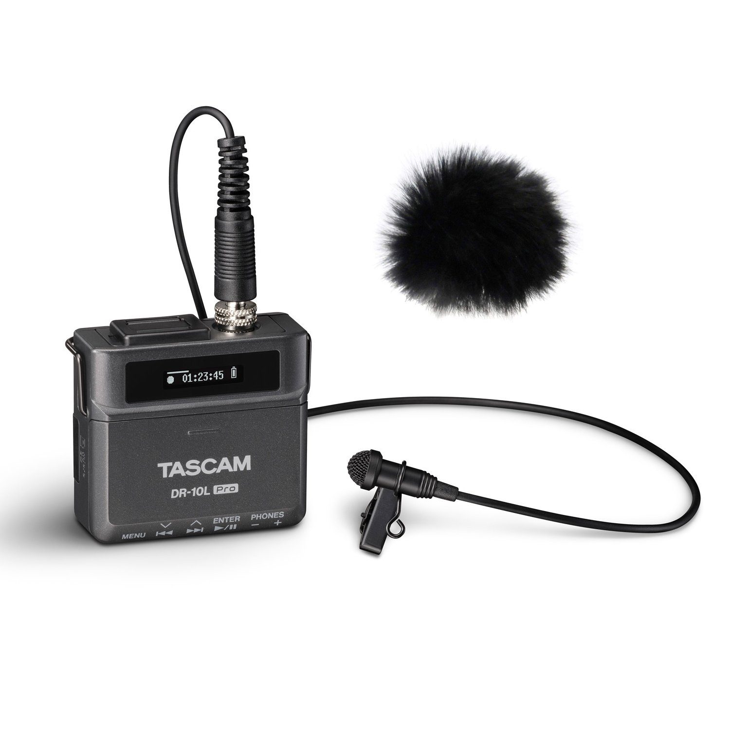 Tascam DR-10L Pro Recorder mit Lavaliermikrofon Digitales Aufnahmegerät (mit Fell-Windschutz)