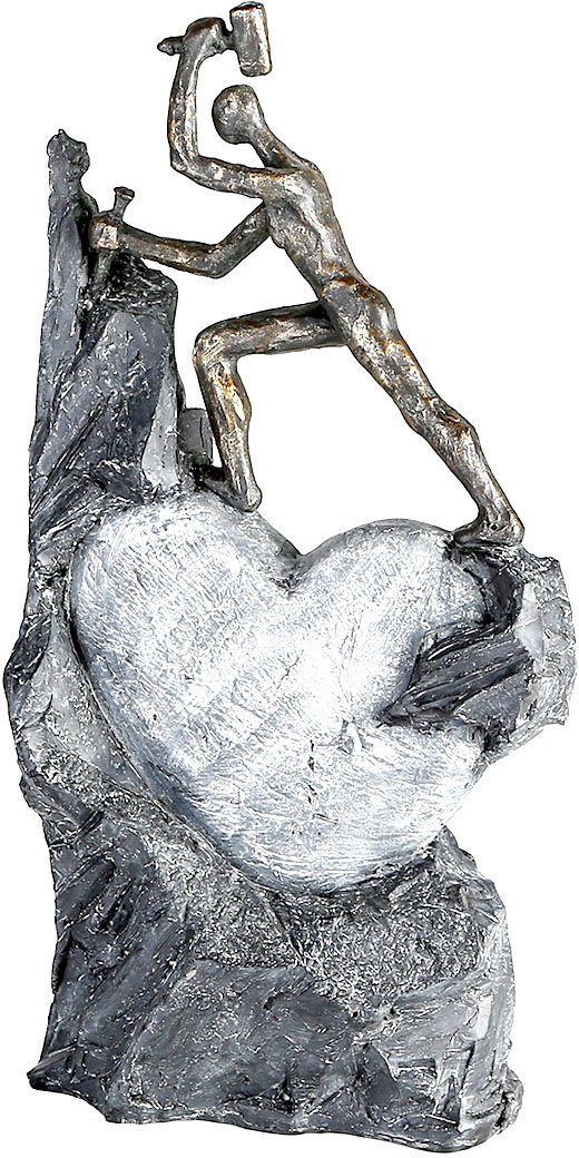 Casablanca by Gilde Dekofigur Skulptur cm, Heart, St), Dekoobjekt, bronzefarben/grau mit Wohnzimmer Motiv Höhe 37 (1 Herz, Spruchanhänger