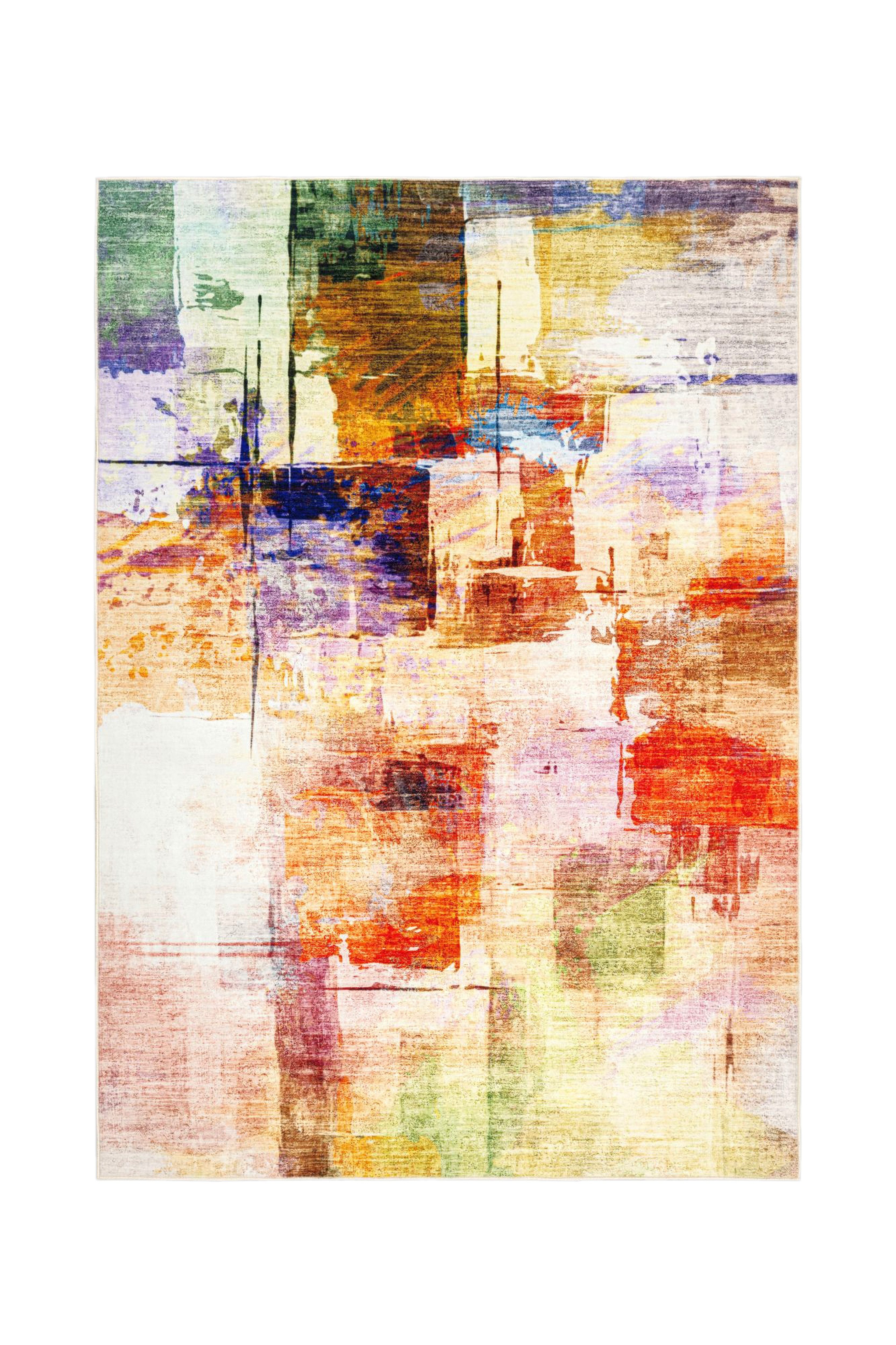 Kayoom Teppich Visionary 134, rechteckig, Höhe: 8 mm, Kurzflor, Patchwork Muster, Modernes Muster