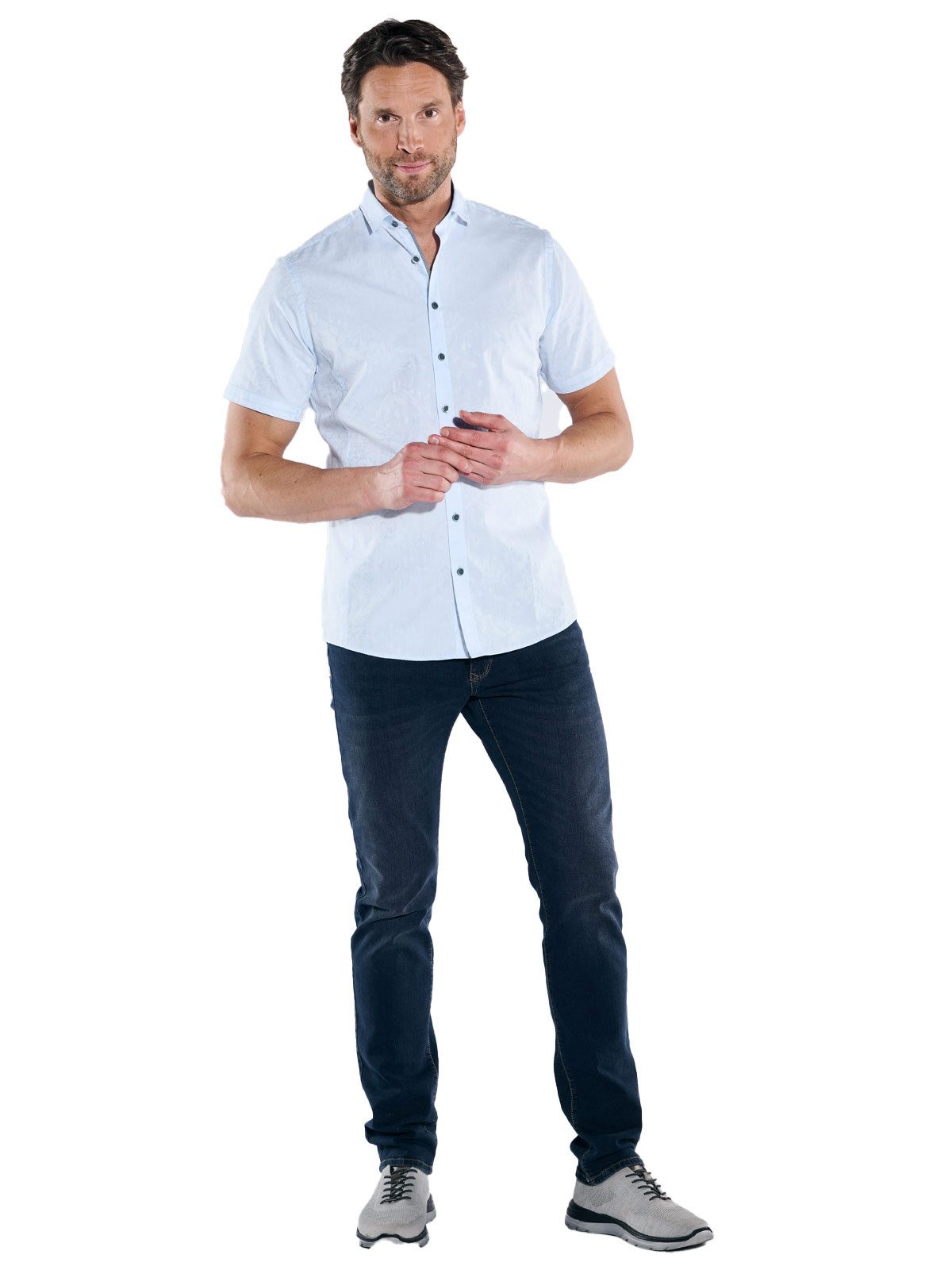 Engbers Kurzarmhemd Herren Kurzarm-Hemd "My Favorite", Hellblau – Bild 3 von 5