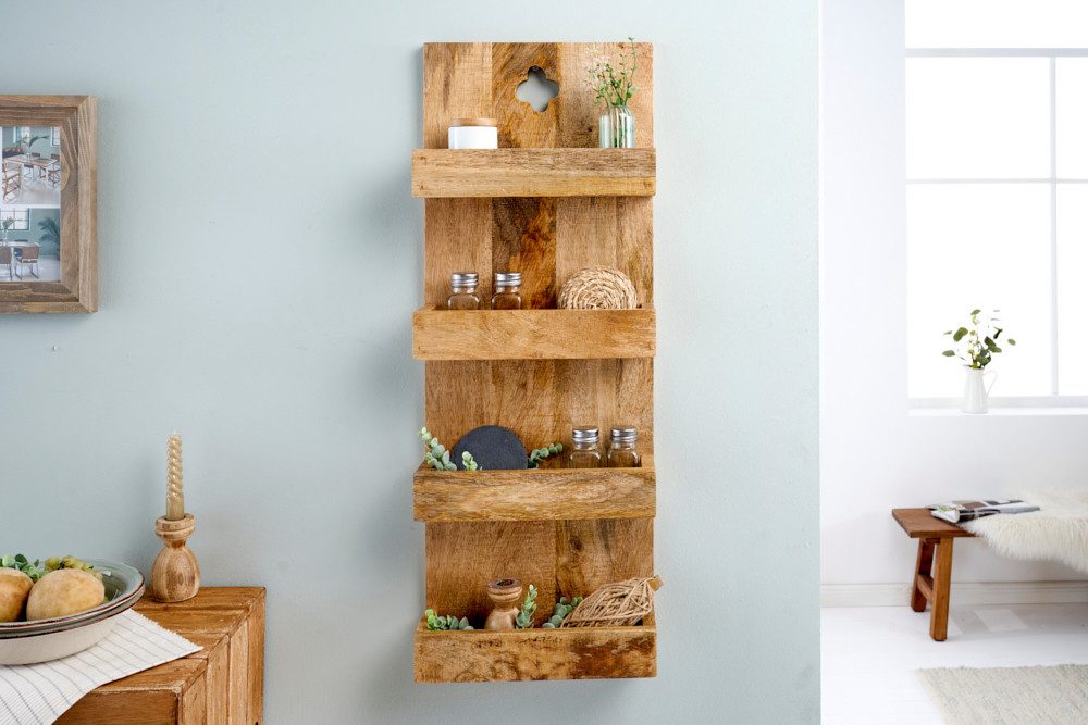 riess-ambiente Küchenregal HEMINGWAY 80cm natur, Einzelartikel 1-tlg., Massivholz · 4 Fächer · Wohnzimmer · Schlafzimmer