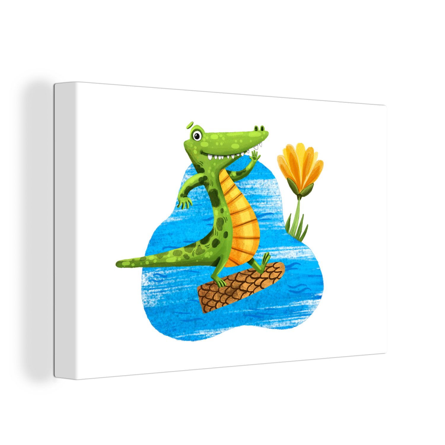 OneMillionCanvasses® Leinwandbild Krokodil - Wasser - Dschungel, (1 St), Wandbild Leinwandbilder, Aufhängefertig, Wanddeko, 30x20 cm