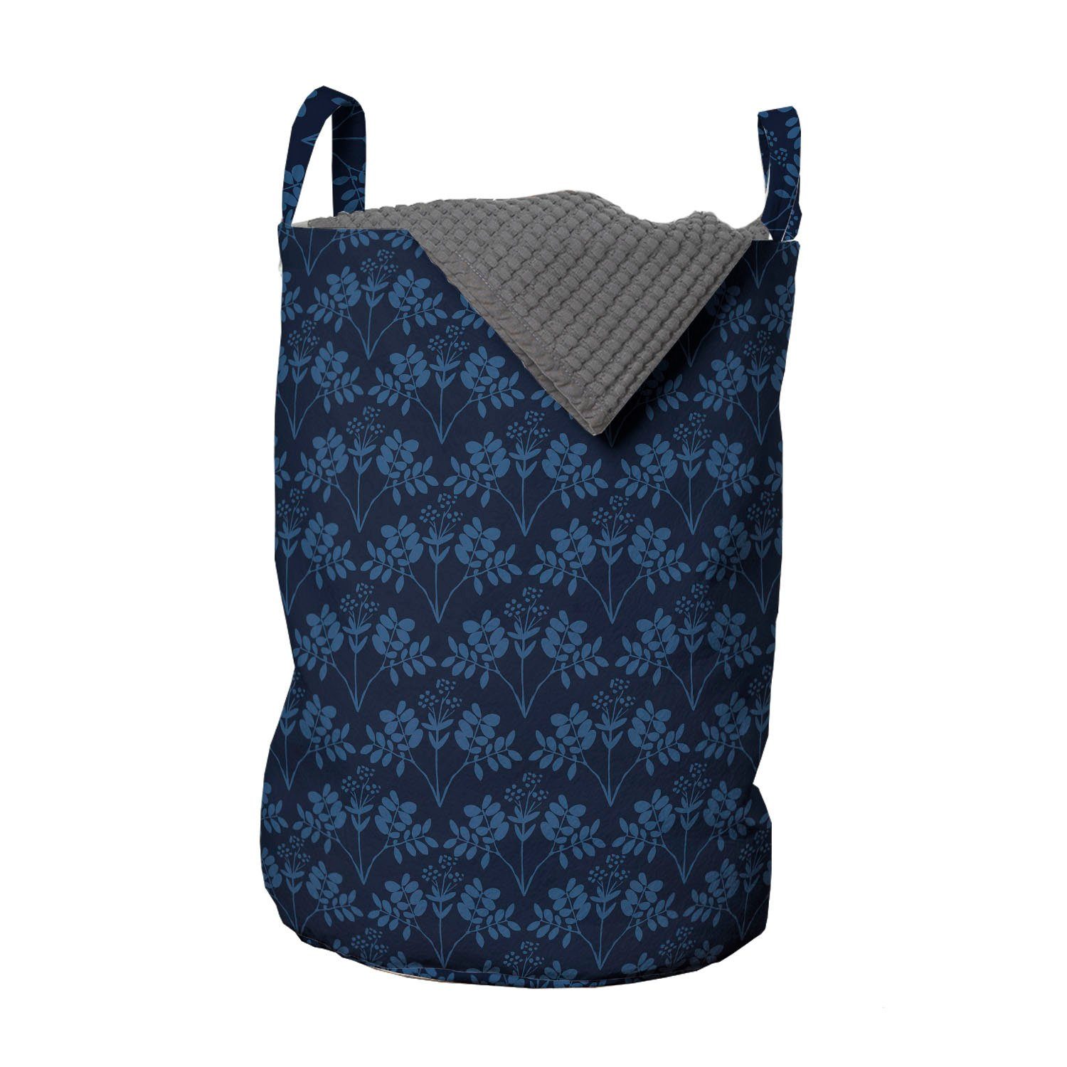 Abakuhaus Wäschesäckchen Wäschekorb mit Griffen Kordelzugverschluss für Waschsalons, Blau Ozean inspirierte Blumen