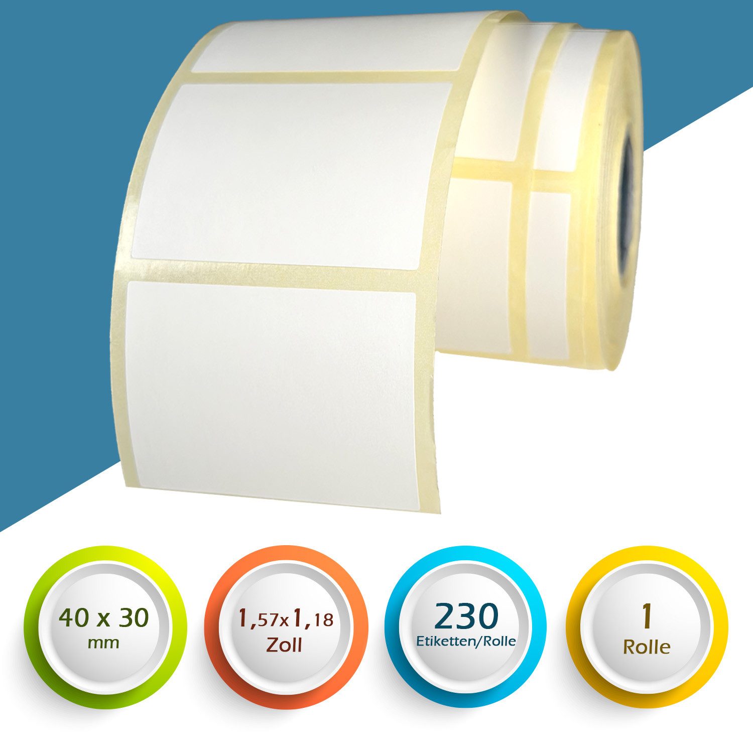 GoodMarkt Etiketten 40x30mm Selbstklebende Thermo Etiketten auf Rolle 230 Labels, Adressetiketten Haushaltsetiketten Bedruckbar Aufkleber für Büro Küche