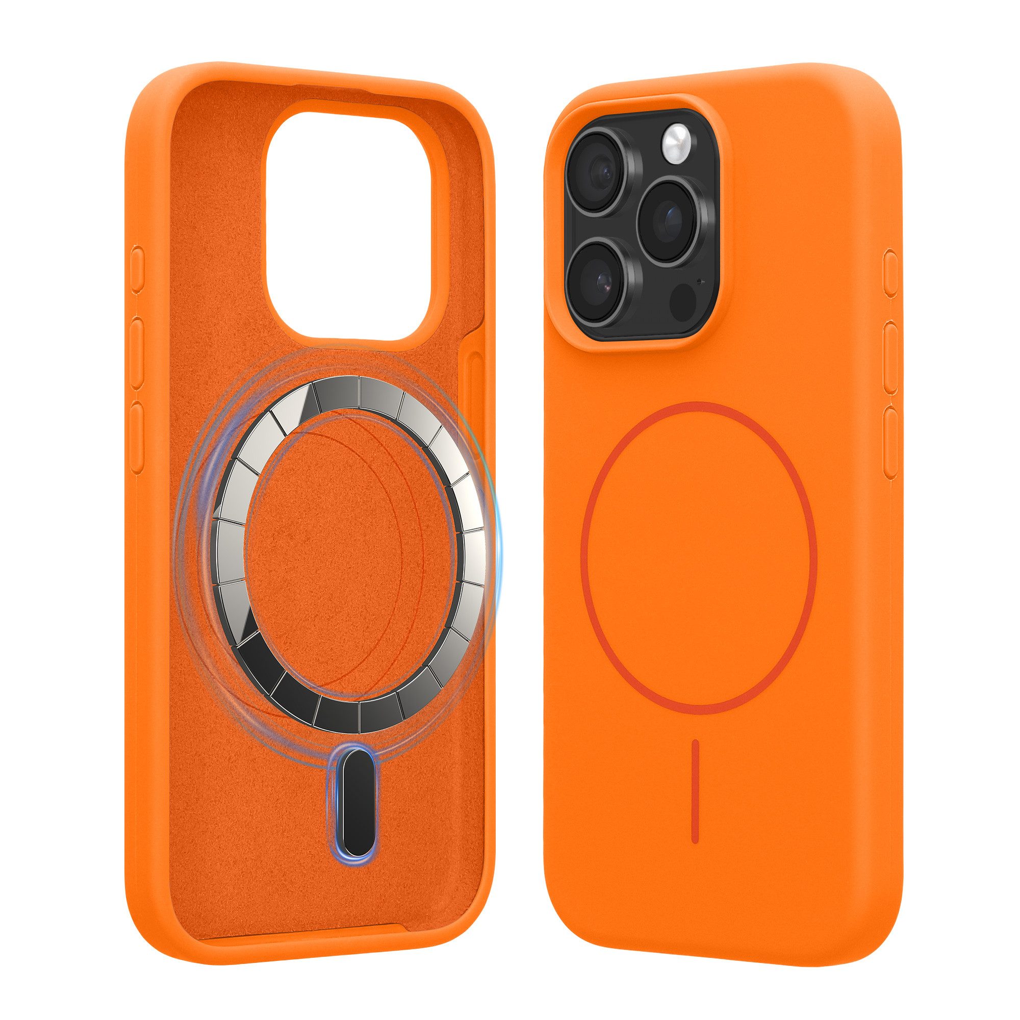 kwmobile Smartphone-Hülle Soft Silikon Case für Apple iPhone 15 Pro Hülle, magnetische Schutzhülle kompatibel mit MagSafe Cover gummiert