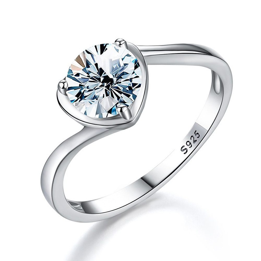 Runde Perlé Silberring Funkelnder Moissanit Herz günstig online kaufen