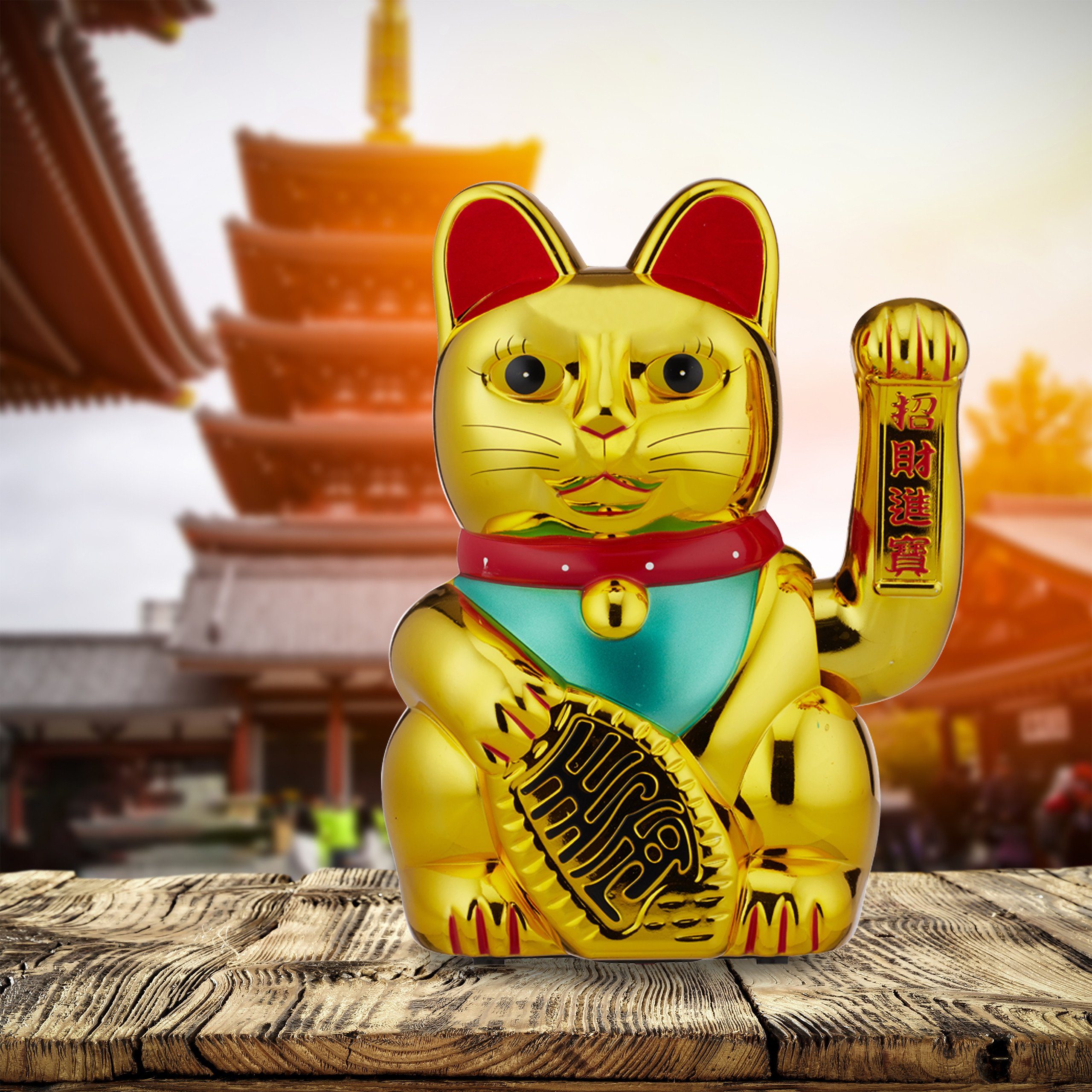 relaxdays Winkekatze XL Winkekatze gold (1 St) – Bild 5 von 5