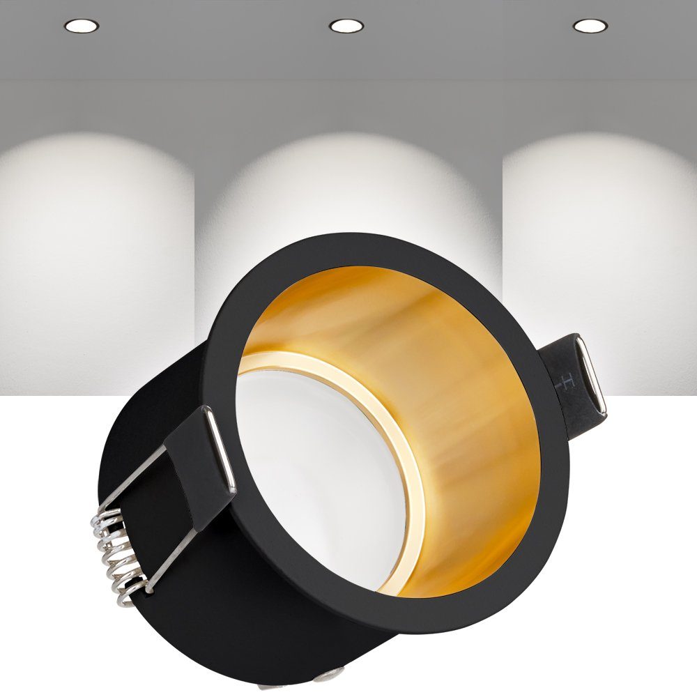LEDANDO LED Einbaustrahler LED Einbaustrahler Set Schwarz / Gold mit 4000K LED GU10 Markenstrahle | Strahler