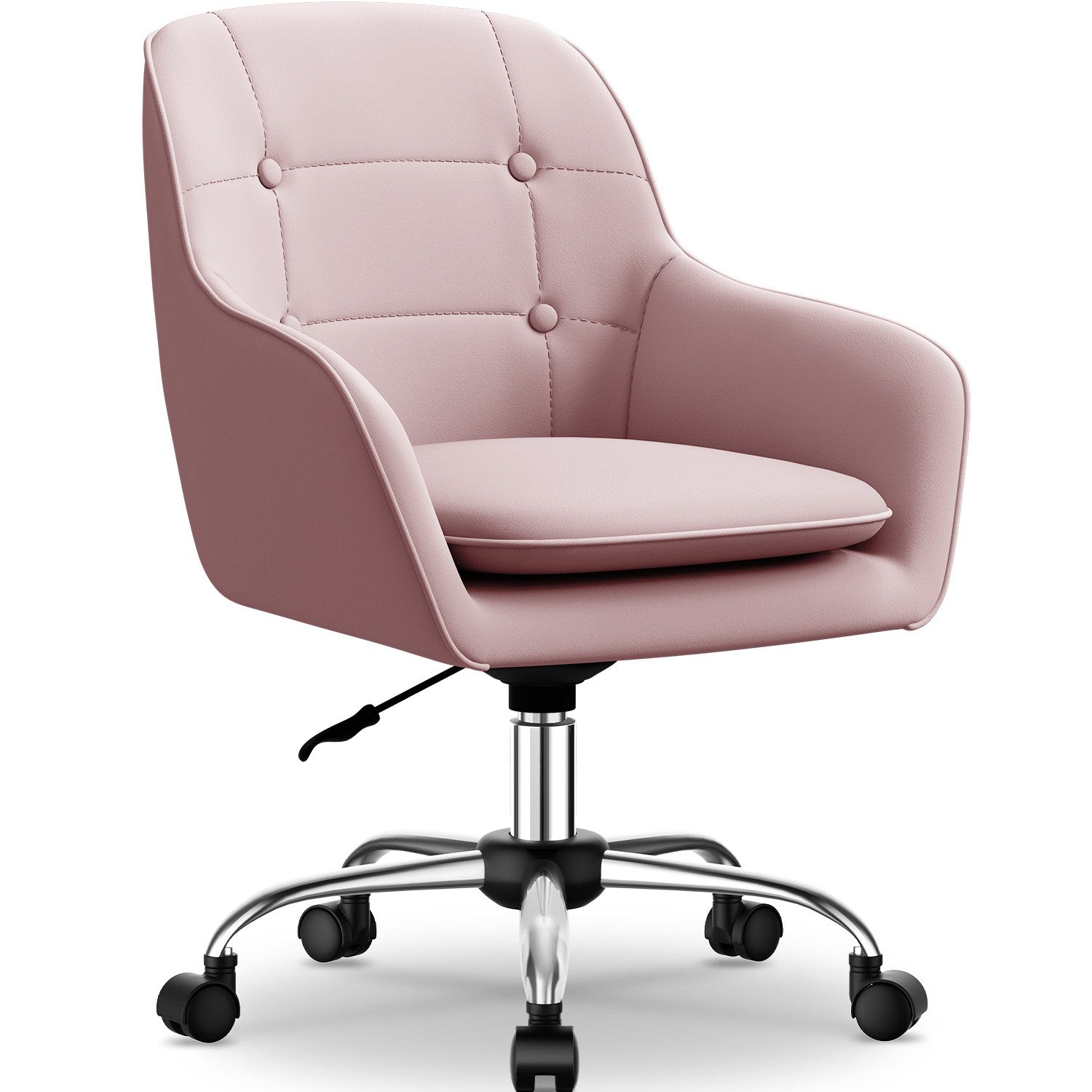 Adormii Bürostuhl Schminkstuhl,Homeoffice Stuhl mit Armlehnen,Drehstuhl mit Rrollen (Schreibtischstuhl,Boucle-Gewebe,höhenverstellbar,für Schminktisch,Arbeitszimmer, Schlafzimmer,150kg)