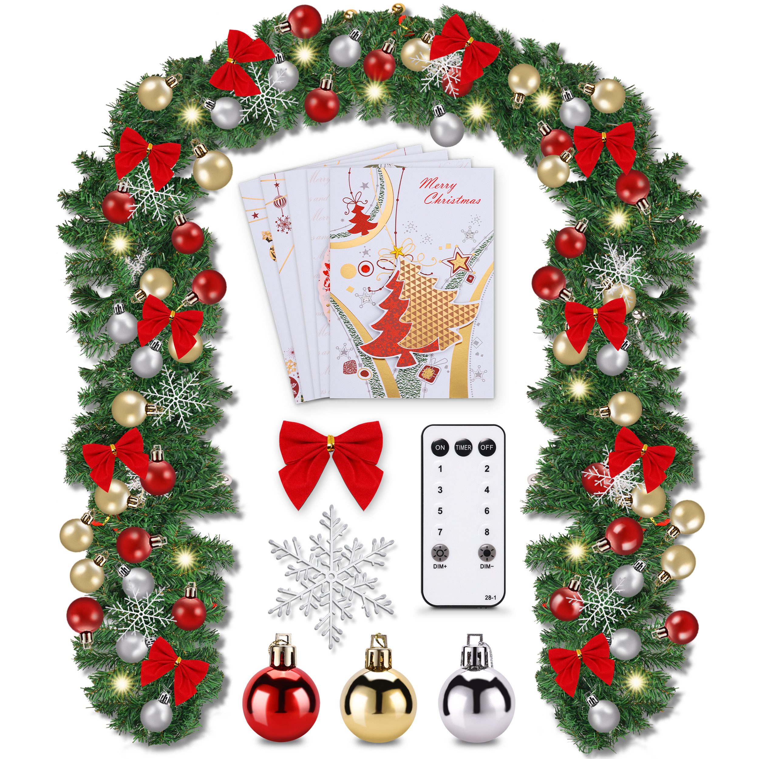 Kunstgirlande Weihnachtsgirlande mit Licht 5m 10m mit 200 LEDs, Onbest, Eis günstig online kaufen