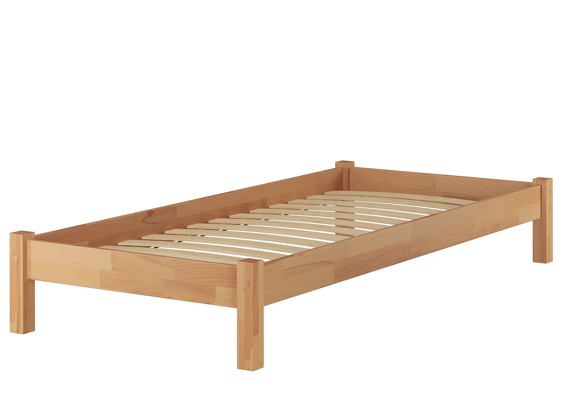 mit und Buchefarblos 100x200 Einzelbett Buche ERST-HOLZ Matratze, lackiert Bettenset Federleisten Bett