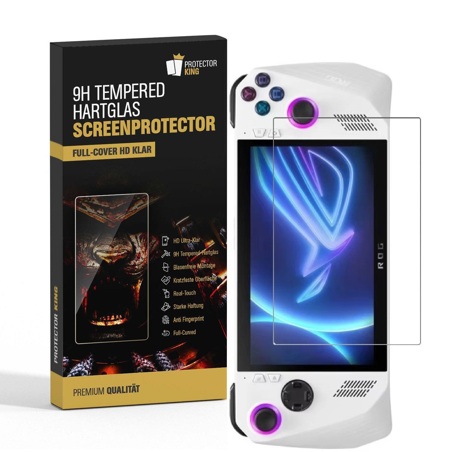 Protectorking Schutzfolie 6x 9H Panzerglas für Asus Rog Ally HD KLAR echtes Tempered Glass Panze, (6-Stück), Displayschutz, Schutzglas ECHTES TEMPERED 9H Panzerglas 3D-KLAR