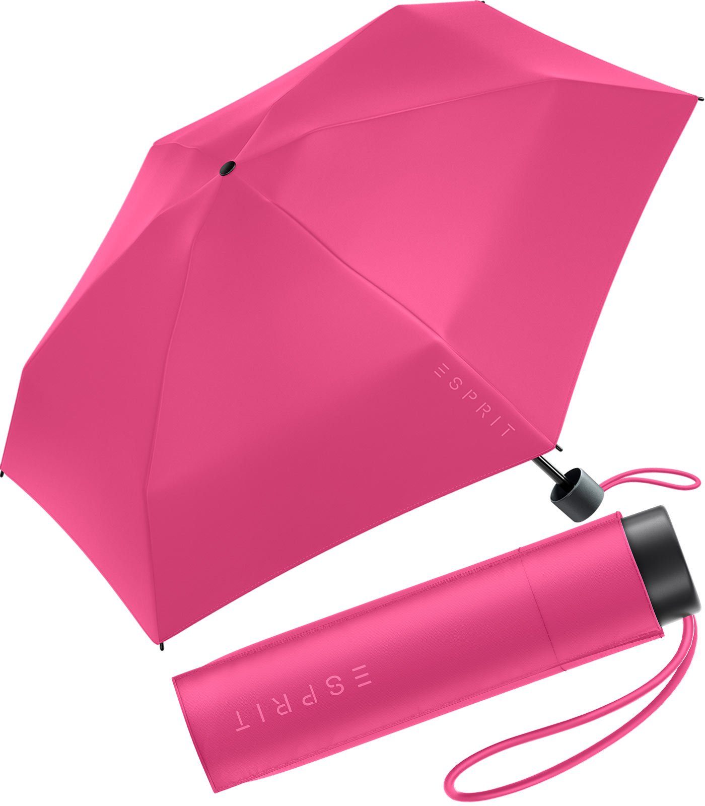 Esprit Langregenschirm Damen Super Mini Regenschirm Petito HW 2023, in den neuen Trendfarben - magenta rosa
