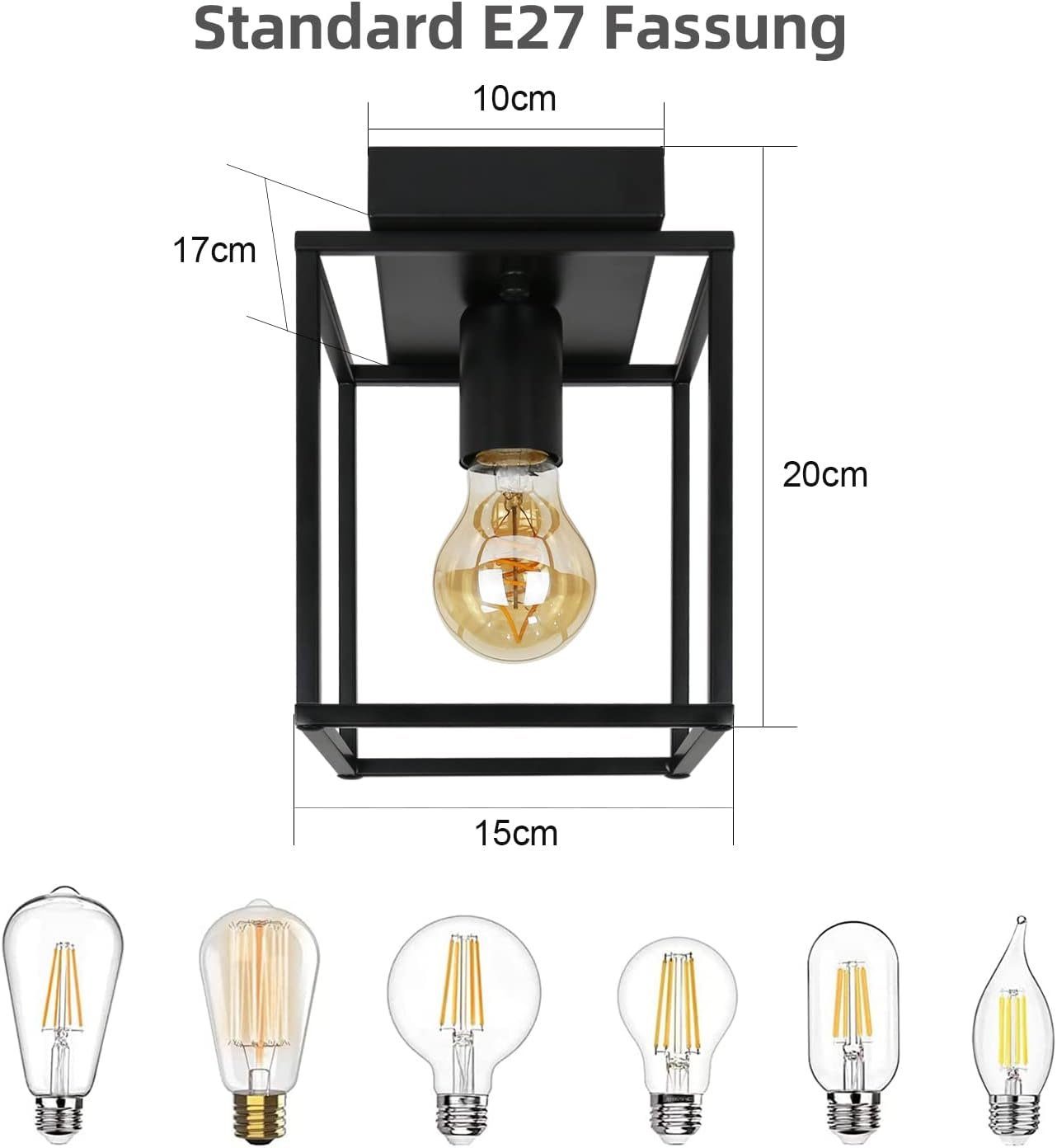 Nettlife Deckenleuchte Schwarz Vintage E27 Deckenlampe günstig online kaufen